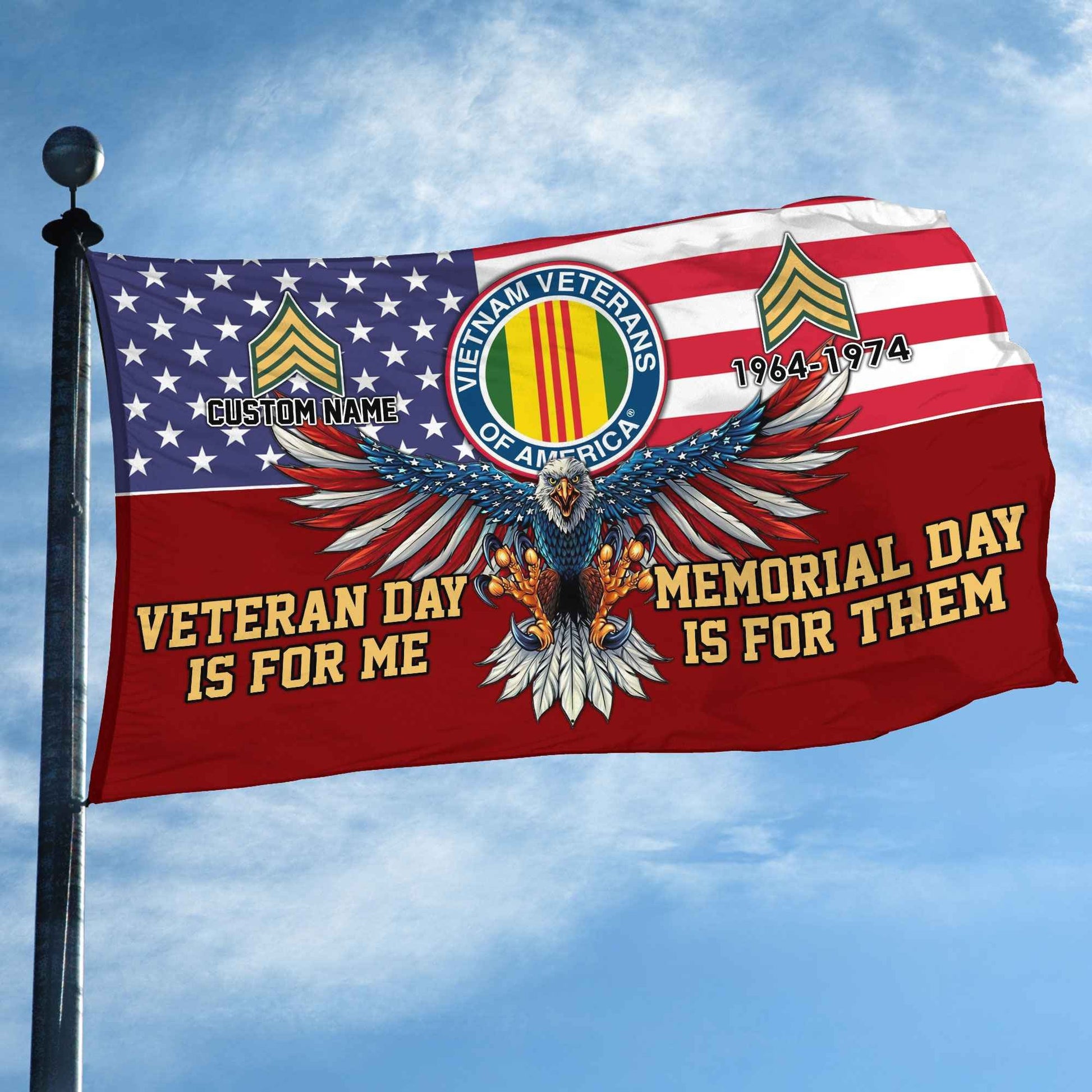 Vietnam Veteran Custom Grommet Flag VPVC106806, Gifts For Vietnam Veteran, Best Gifts On Father's Day, Armed Forces Day, Independence Day, Veterans Day.