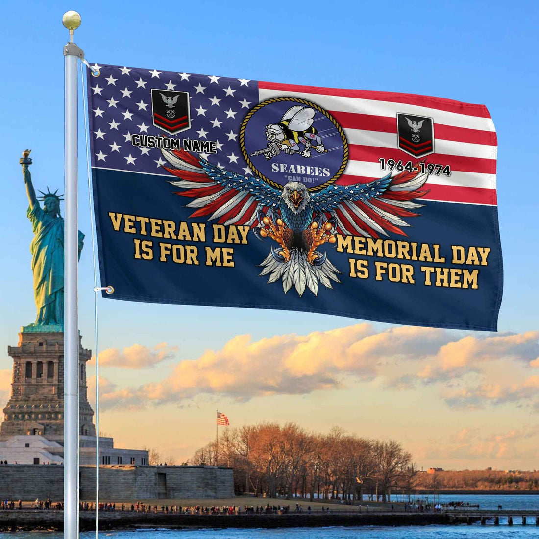 US Seabees Custom Grommet Flag VPVC106809, Gifts For Seabees Veteran, Best Gifts On Father's Day, Armed Forces Day, Independence Day, Veterans Day.