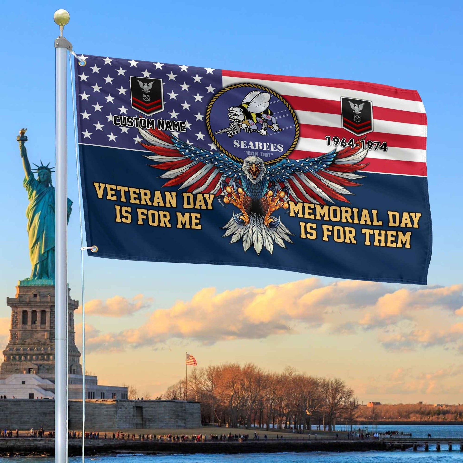 US Seabees Custom Grommet Flag VPVC106809, Gifts For Seabees Veteran, Best Gifts On Father's Day, Armed Forces Day, Independence Day, Veterans Day.