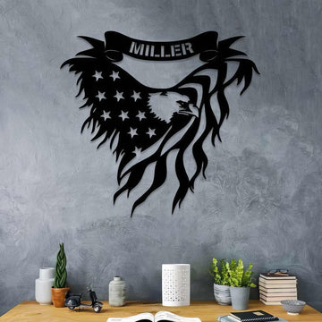Premium Custom US Veteran Metal Signs VPVC901047, Gifts For US Veteran, Eagle We The People American Flag Metal Sign