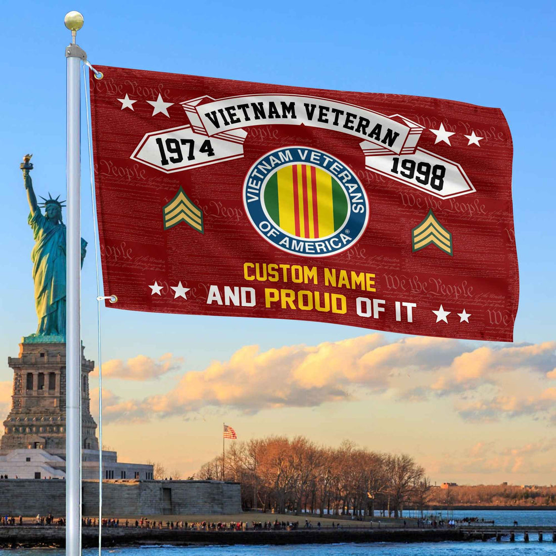 Unique Custom Name, Rank, Year Vietnam Veteran Grommet Flag VPVC107006, Gifts For Vietnam Veteran, Gifts For Dad, For Husband, Best Gifts On Father's Day, Independence Day, Veterans Day.