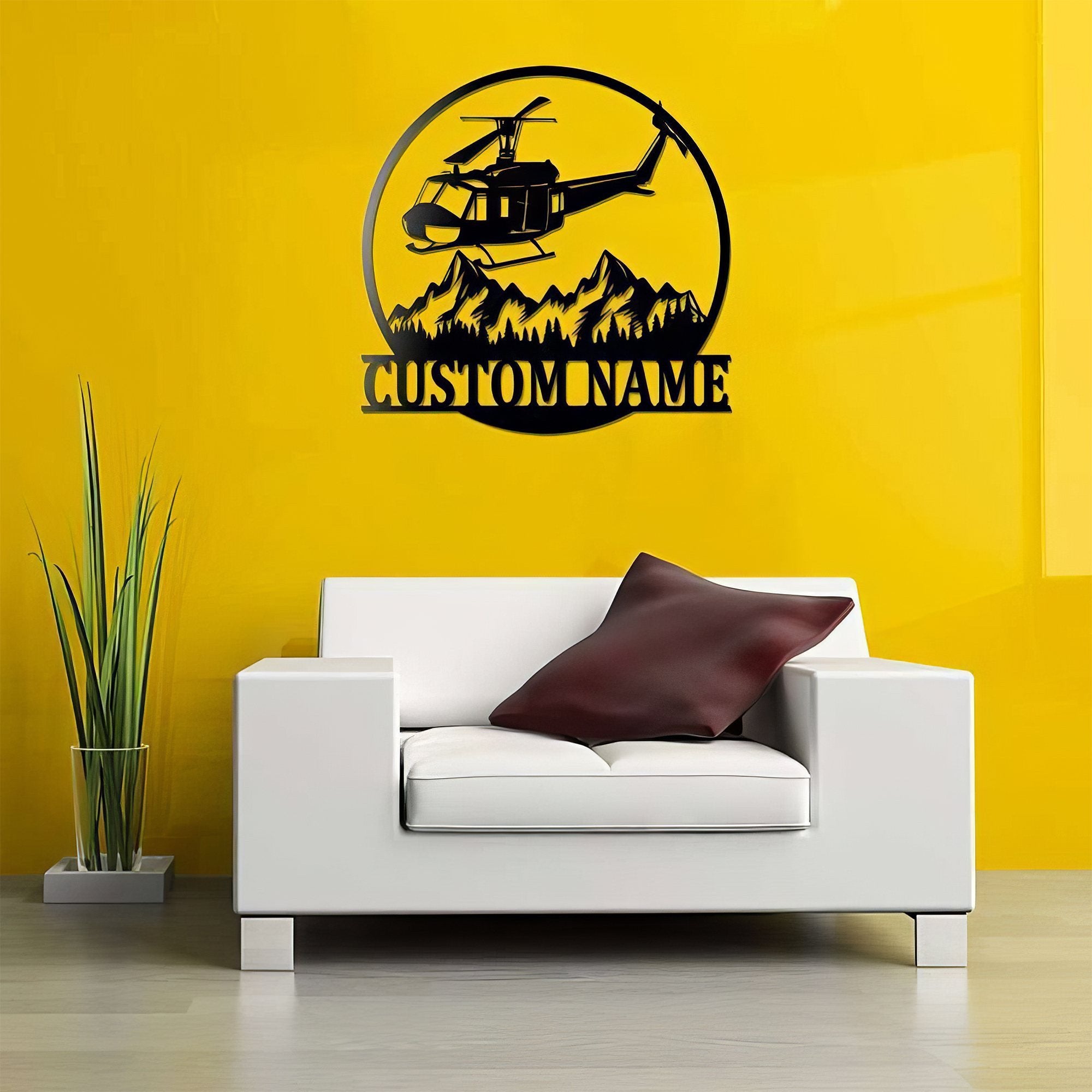 Premium Custom US Veteran Metal Signs VPVC901049, Gifts For US Veteran, Personalized Bell UH Helicopter Sign Aircraft Hangar Pilot Name Sign Airforce Patriotic Decor Gift Custom Metal Sign