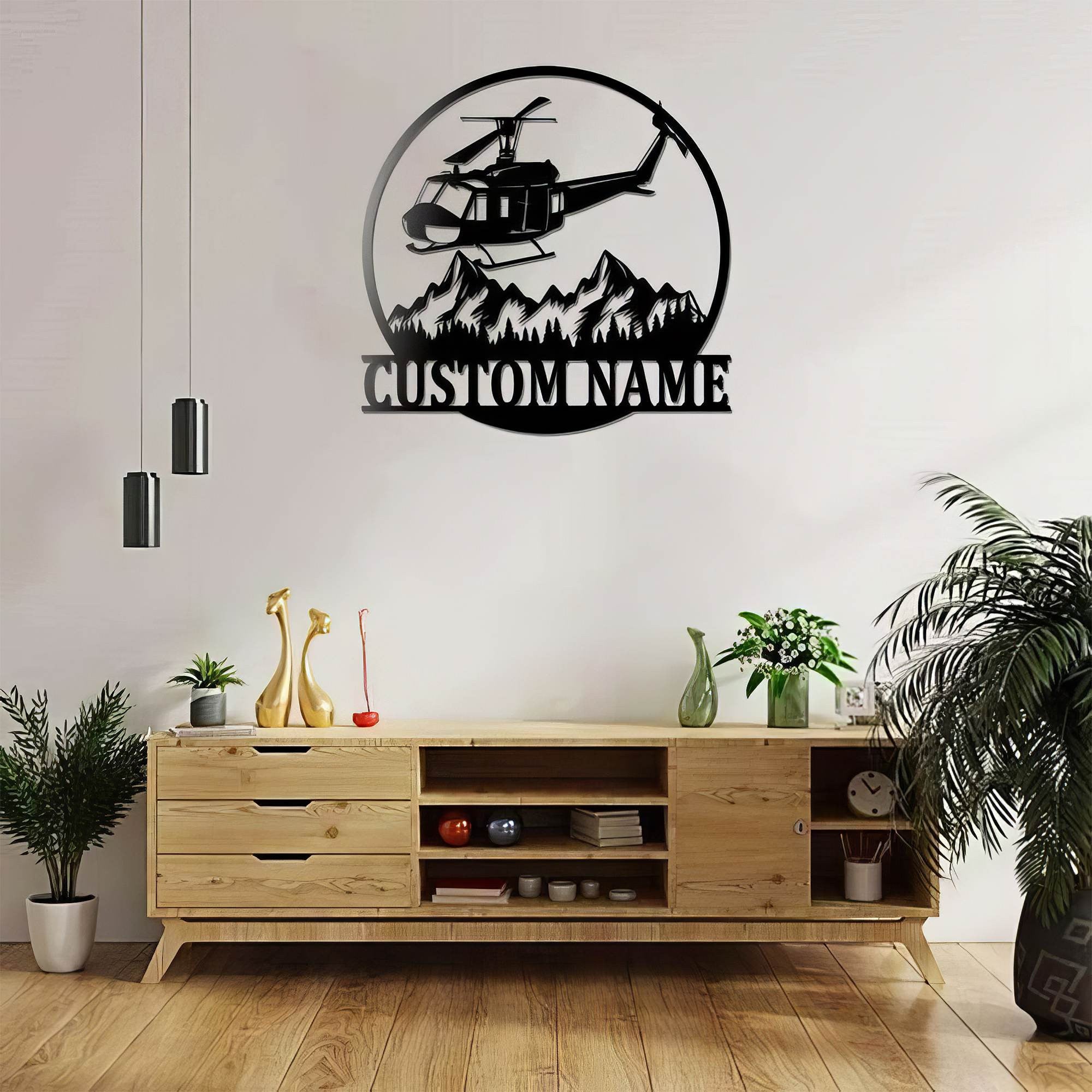 Premium Custom US Veteran Metal Signs VPVC901049, Gifts For US Veteran, Personalized Bell UH Helicopter Sign Aircraft Hangar Pilot Name Sign Airforce Patriotic Decor Gift Custom Metal Sign