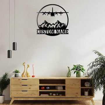 Premium Custom US Veteran Metal Signs VPVC901051, Gifts For US Veteran, C-130 Airplane Sign Aircraft Hangar Pilot Name Sign Airforce Patriotic Decor Gif