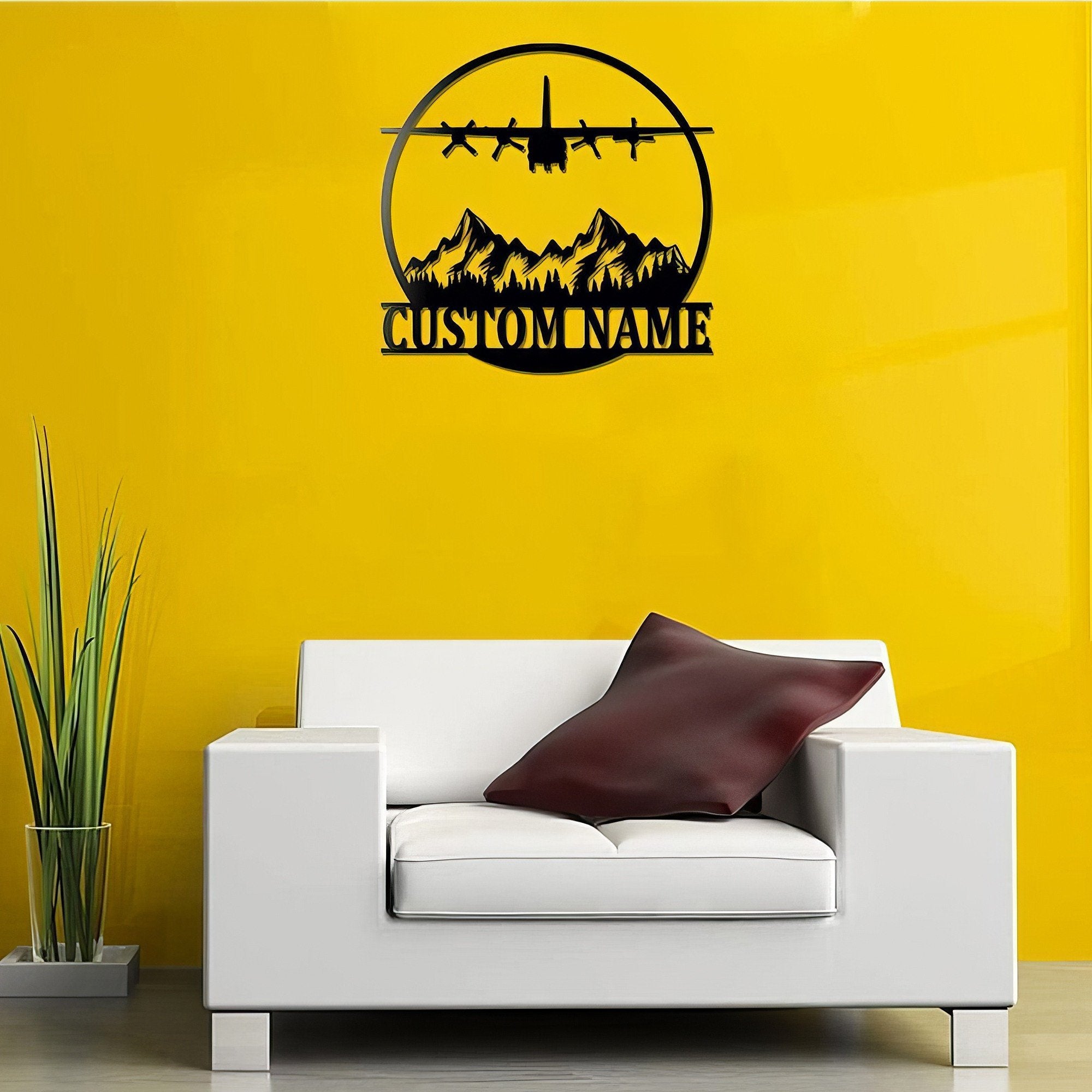 Premium Custom US Veteran Metal Signs VPVC901051, Gifts For US Veteran, C-130 Airplane Sign Aircraft Hangar Pilot Name Sign Airforce Patriotic Decor Gif