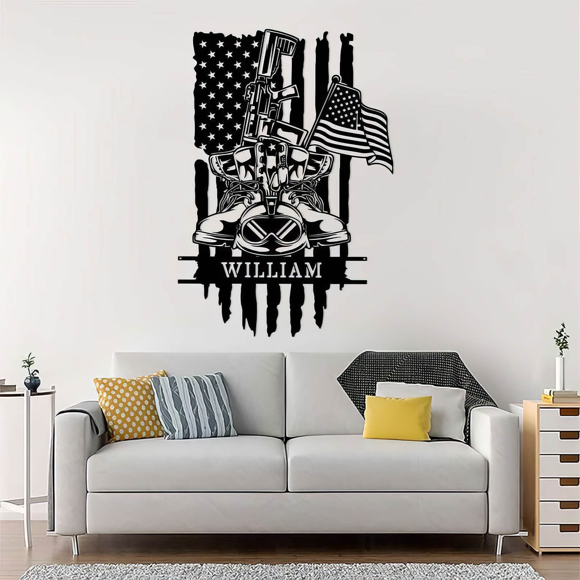 Premium Custom US Veteran Metal Signs VPVC901053, Gifts For US Veteran, Combat Boots Military Sign Independence Day Veteran Day Patriotic Decor