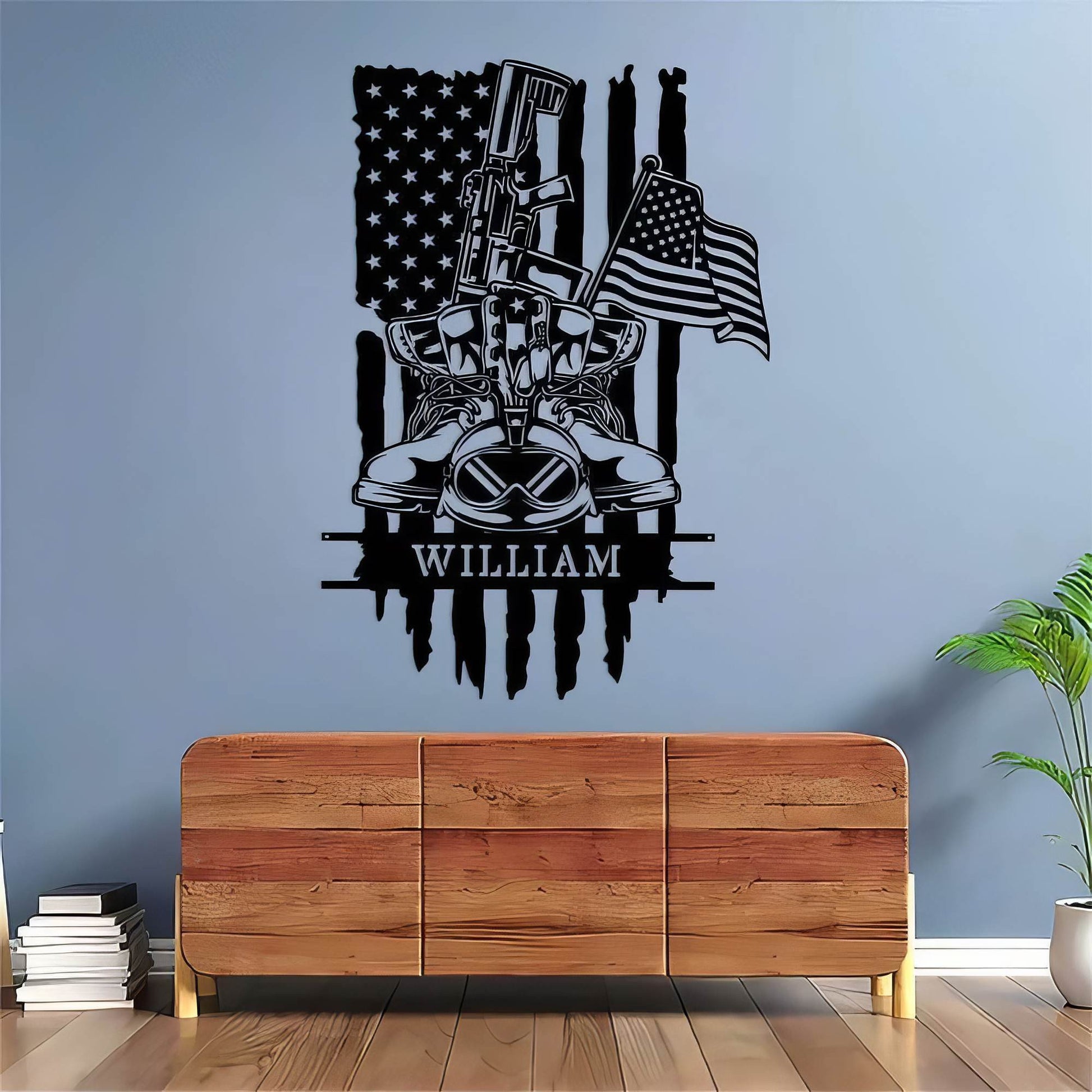 Premium Custom US Veteran Metal Signs VPVC901053, Gifts For US Veteran, Combat Boots Military Sign Independence Day Veteran Day Patriotic Decor