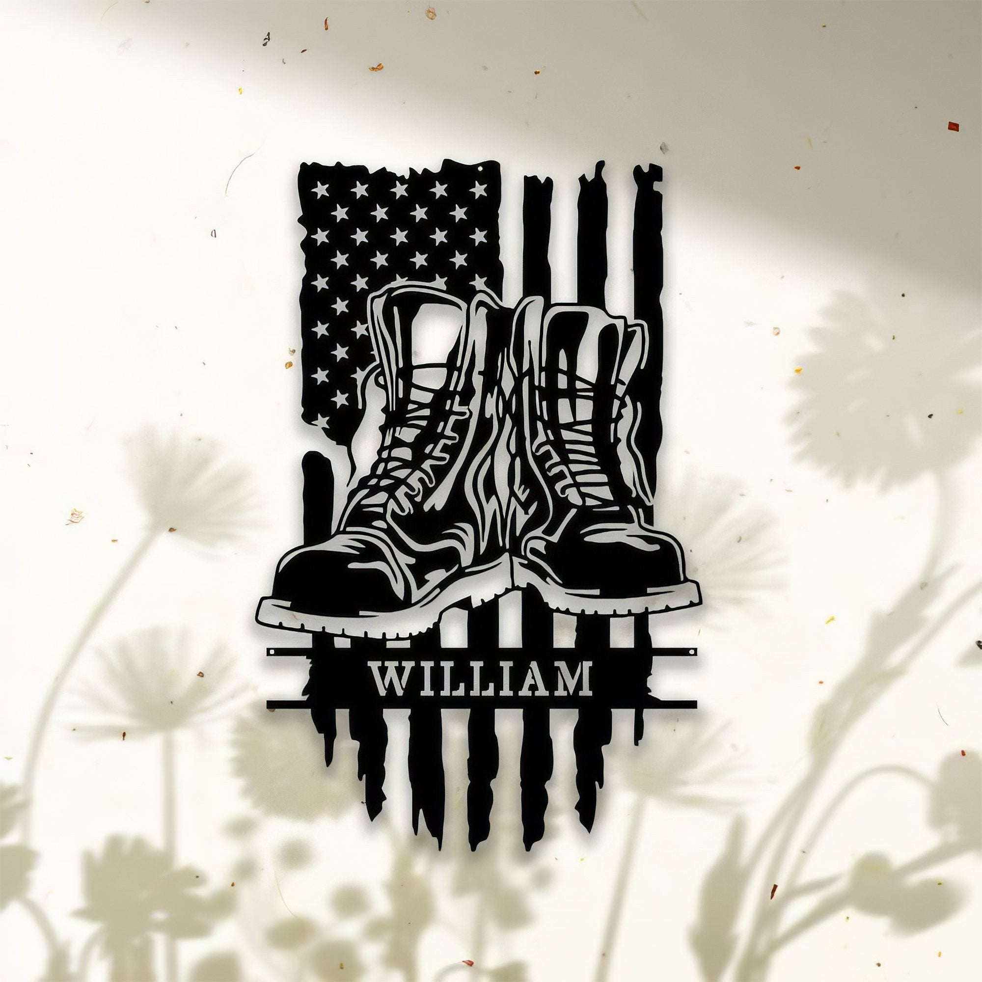 Premium Custom US Veteran Metal Signs VPVC901054, Gifts For US Veteran, Combat Boots Sign Independence Day Veteran Day Patriotic Decor