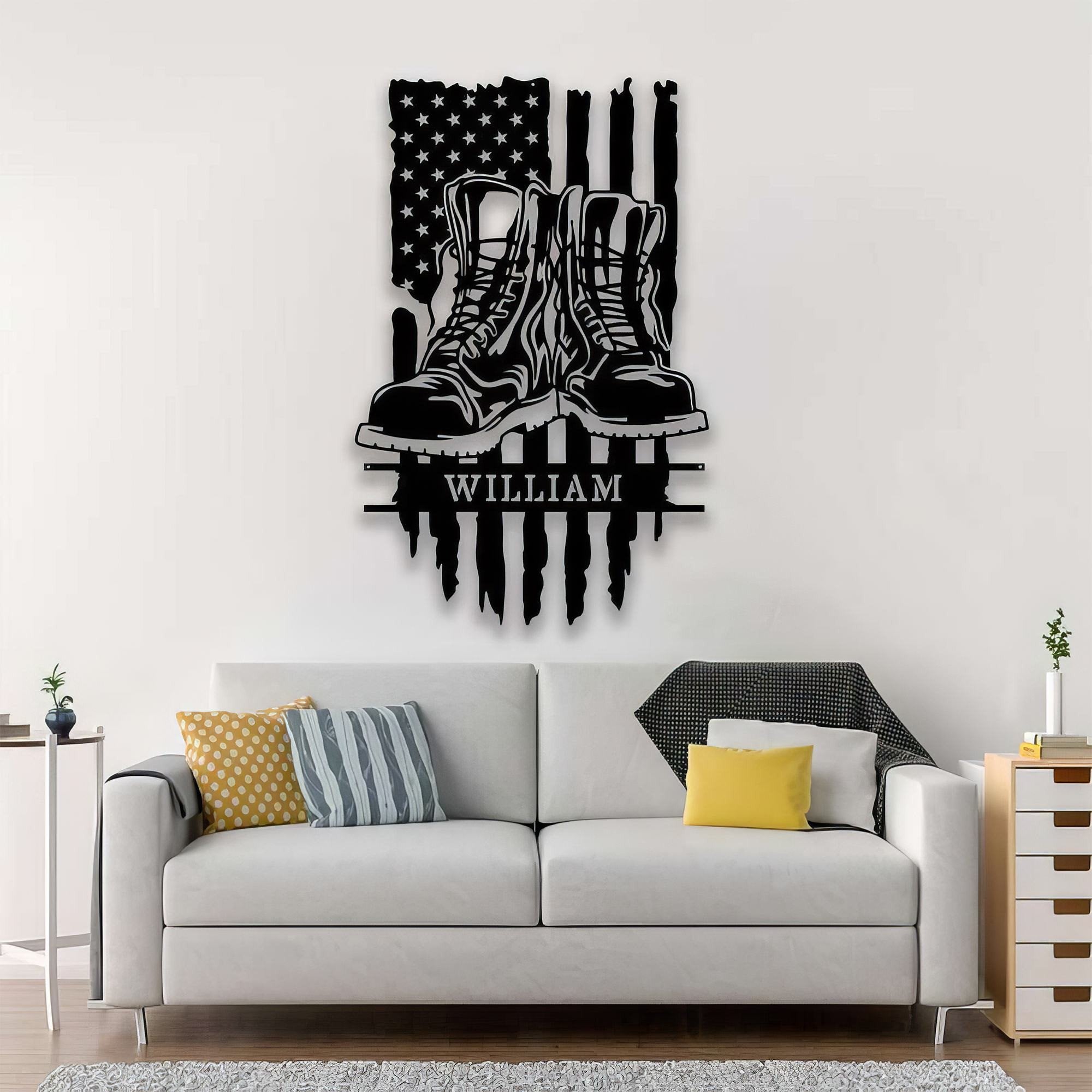 Premium Custom US Veteran Metal Signs VPVC901054, Gifts For US Veteran, Combat Boots Sign Independence Day Veteran Day Patriotic Decor