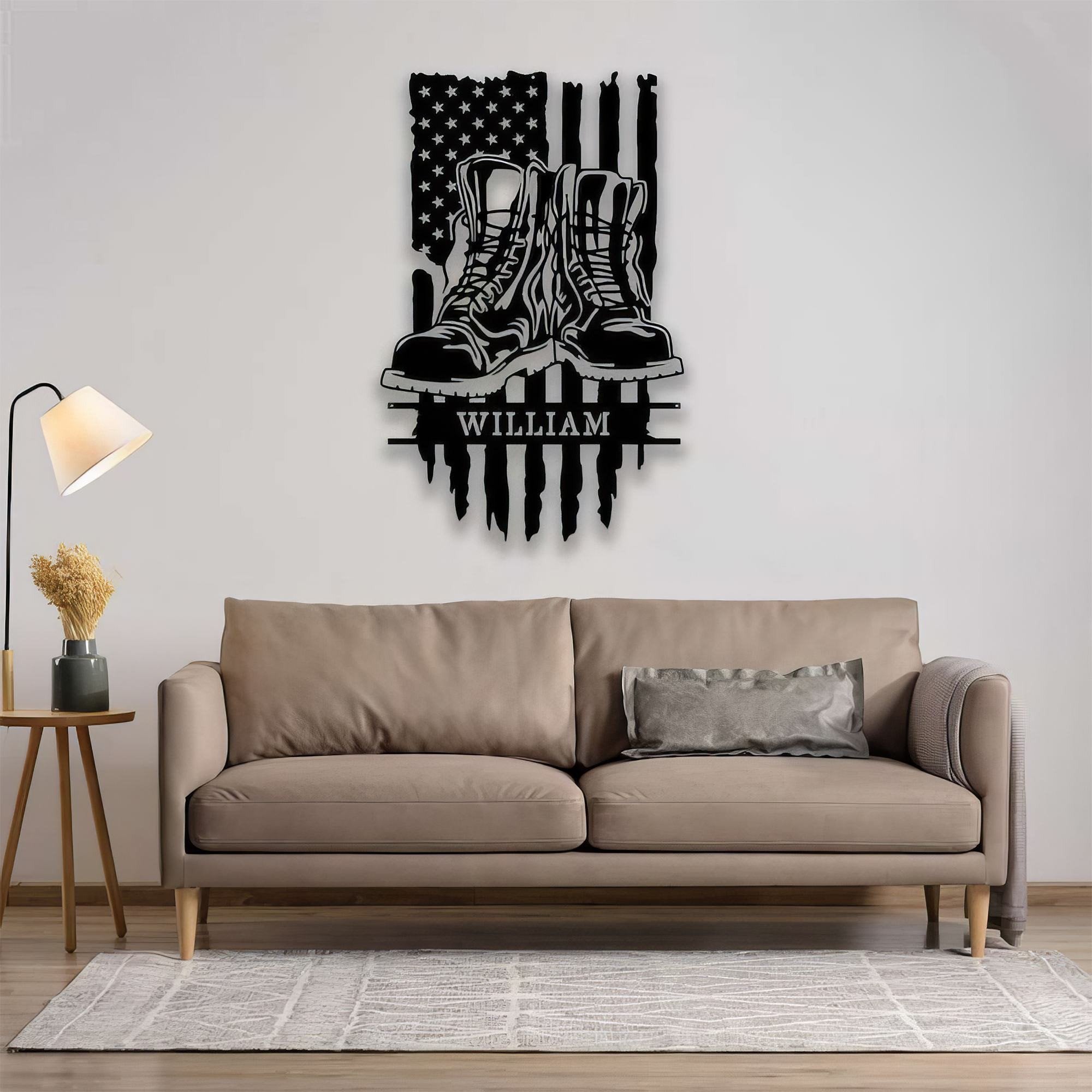 Premium Custom US Veteran Metal Signs VPVC901054, Gifts For US Veteran, Combat Boots Sign Independence Day Veteran Day Patriotic Decor