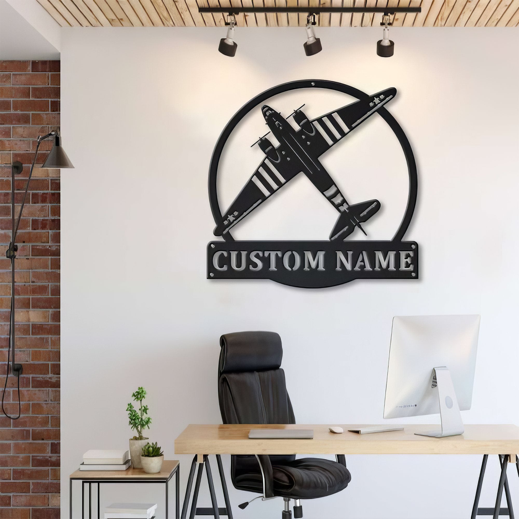 Premium Custom US Veteran Metal Signs VPVC901055, Gifts For US Veteran, Compass Airplane Monogram Sign Aircraft Hangar Pilot Name Sign Airforce Patriotic Decor Gift