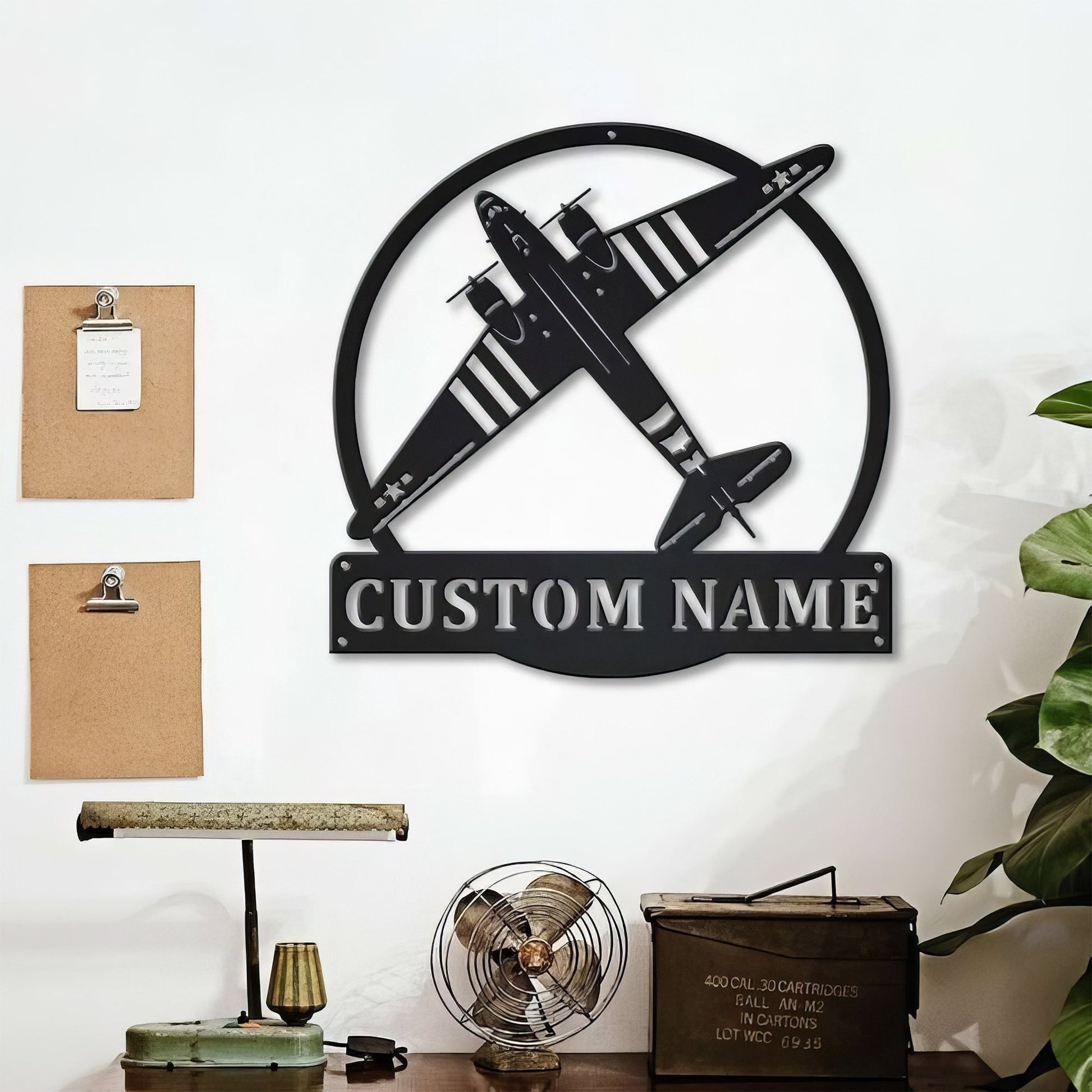 Premium Custom US Veteran Metal Signs VPVC901055, Gifts For US Veteran, Compass Airplane Monogram Sign Aircraft Hangar Pilot Name Sign Airforce Patriotic Decor Gift