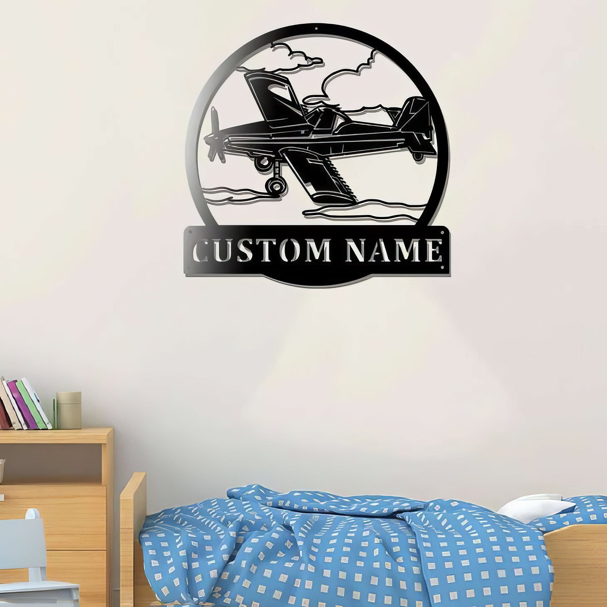 Premium Custom US Veteran Metal Signs VPVC901056, Gifts For US Veteran, Crop Duster Sign Airplane Hangar Pilot Name Sign Patriotic Decor Gift