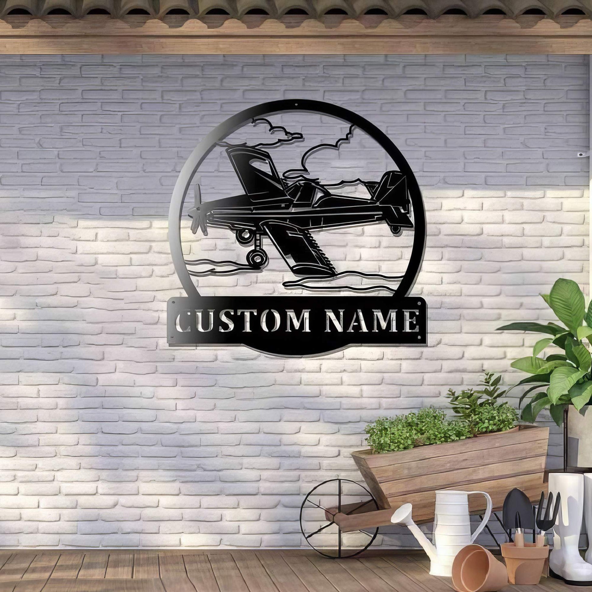 Premium Custom US Veteran Metal Signs VPVC901056, Gifts For US Veteran, Crop Duster Sign Airplane Hangar Pilot Name Sign Patriotic Decor Gift