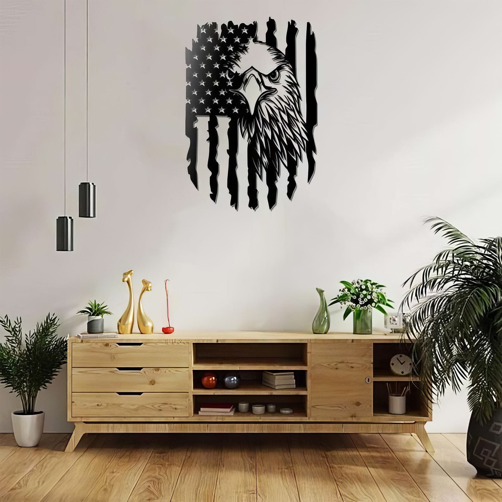 Premium Custom US Veteran Metal Signs VPVC901060, Gifts For US Veteran, Eagle American Flag Sign Independence Day Veteran Day Patriotic Decor Gift