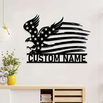 Premium Custom US Veteran Metal Signs VPVC901063, Gifts For US Veteran, Eagle Flag Sign Independence Day Veteran Day Patriotic Decor