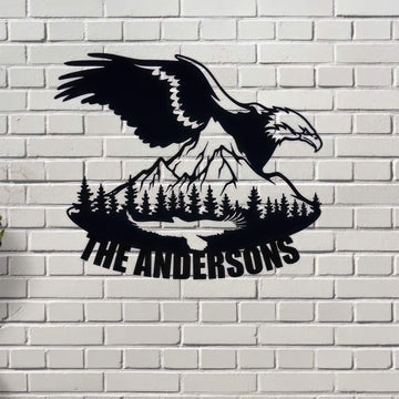 Premium Custom US Veteran Metal Signs VPVC901065, Gifts For US Veterans, Eagle Over Mountain Sign Wildlife Address Sign Patriotic Decor