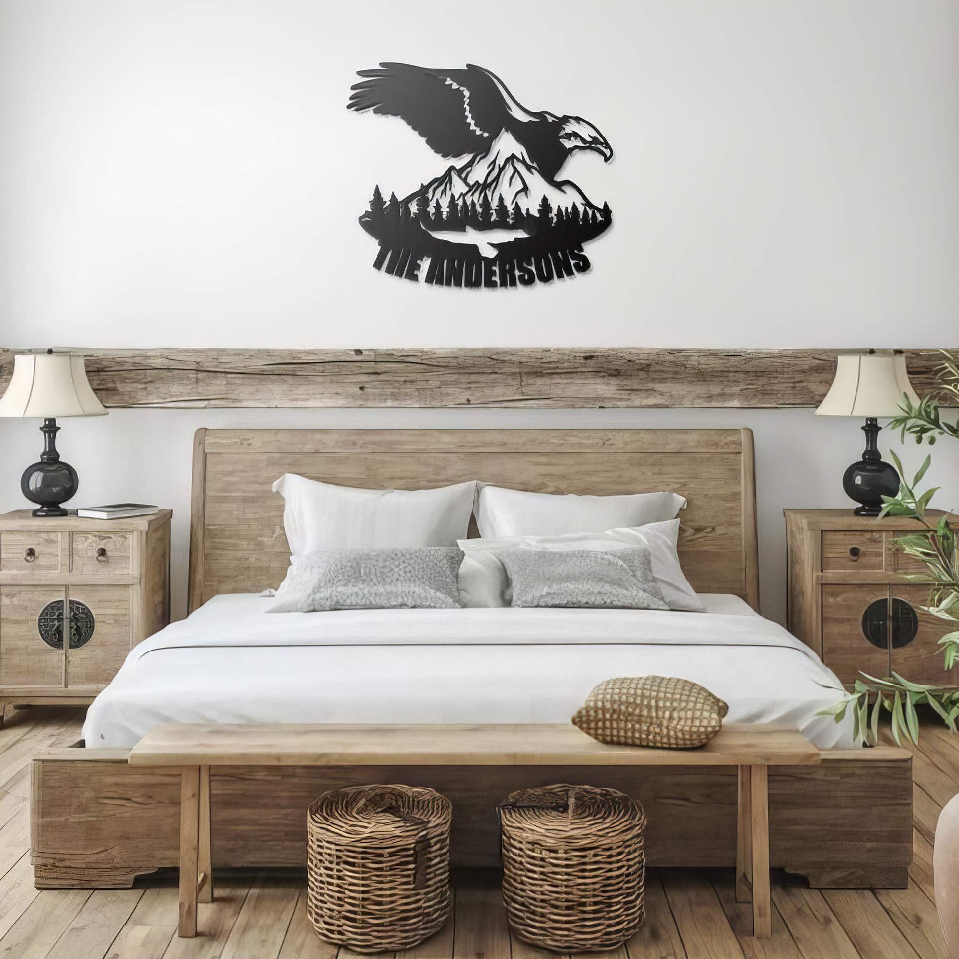 Premium Custom US Veteran Metal Signs VPVC901065, Gifts For US Veterans, Eagle Over Mountain Sign Wildlife Address Sign Patriotic Decor