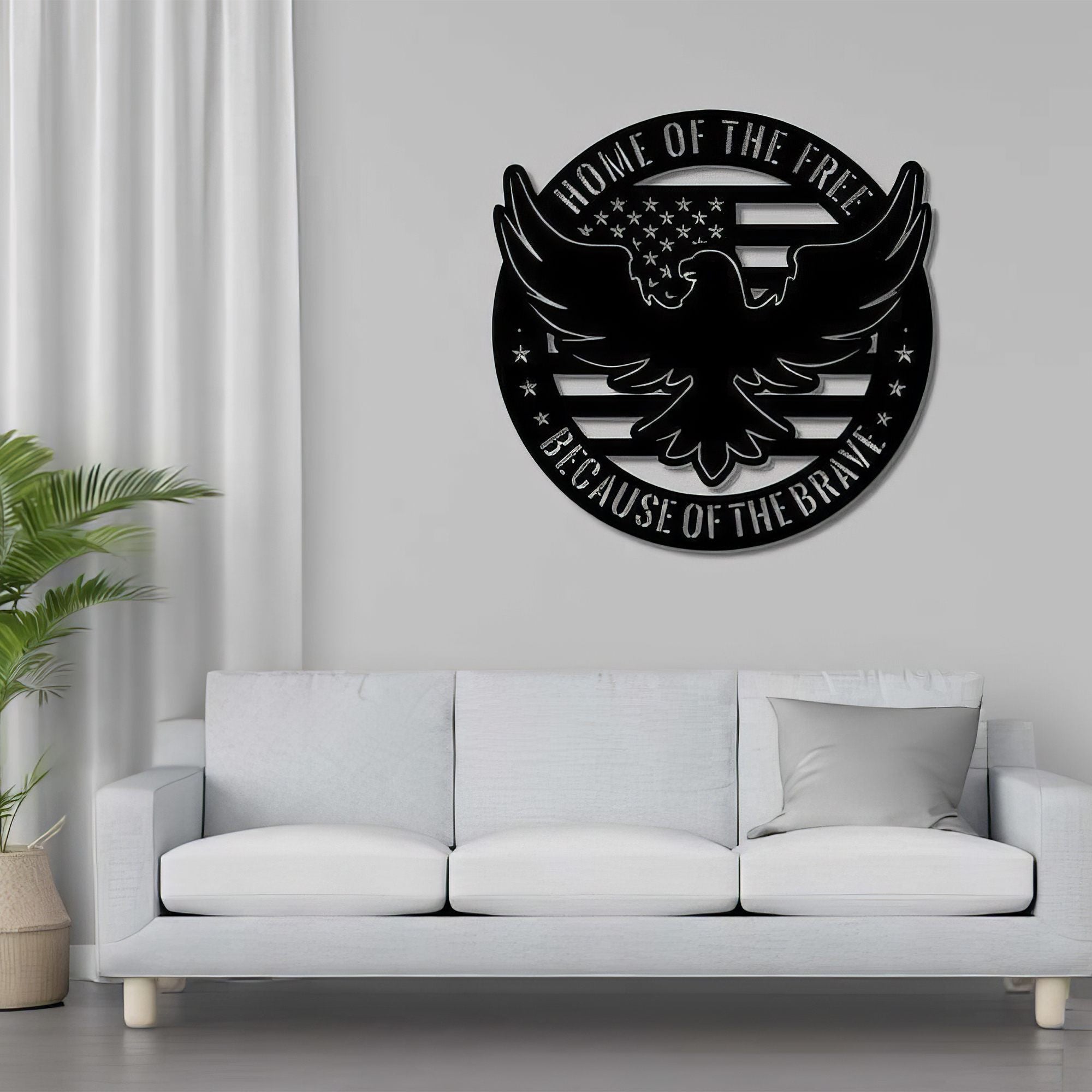 Premium US Veteran Metal Signs VPVC901066, Gifts For US Veterans, Eagle Sign Home of the Free Because of the Brave Independence Day Veteran Day Home Decor Gift for Patriot
