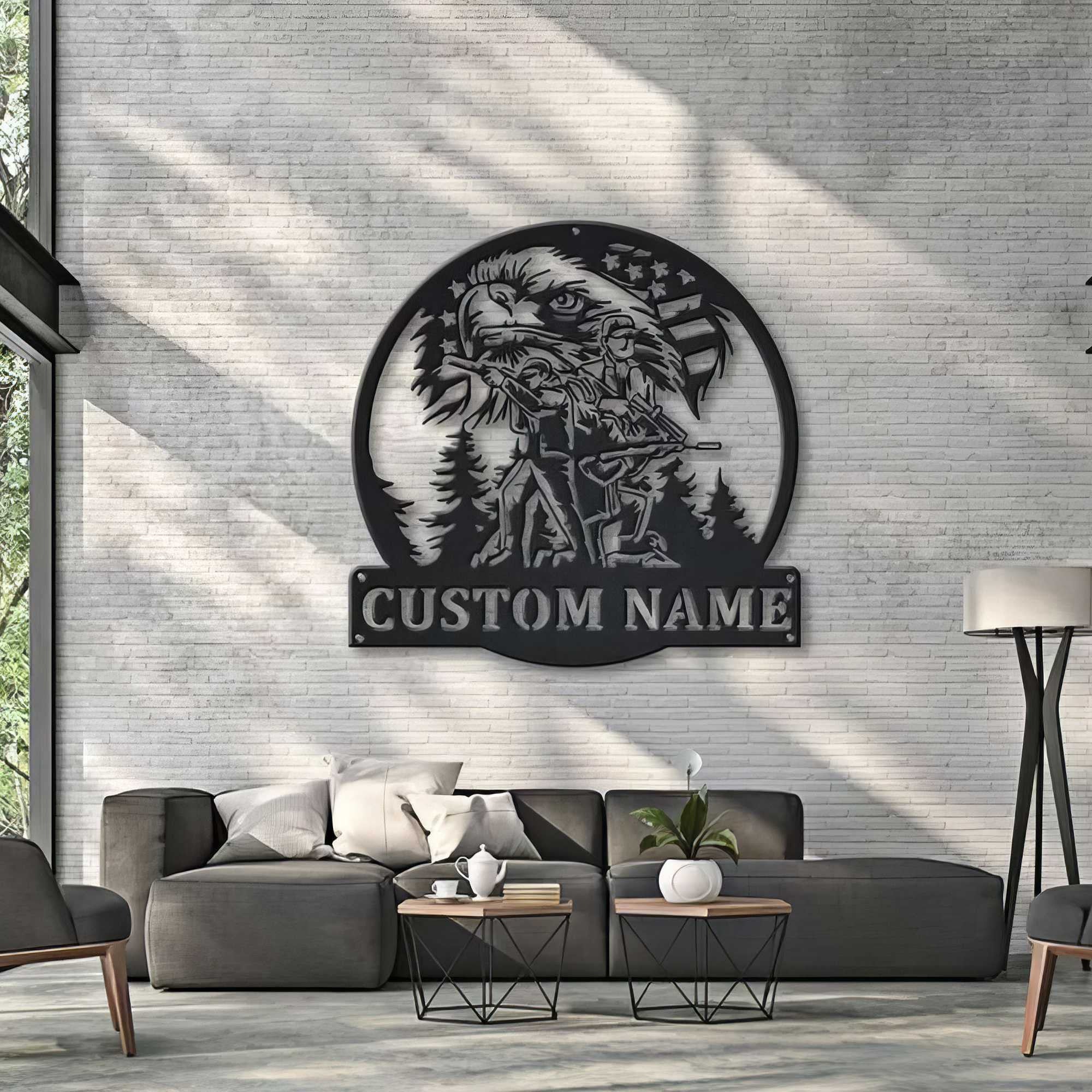 Premium US Veteran Metal Signs VPVC901068, Gifts For US Veterans, Eagle USA Flag Soldier Military Sign Independence Day Veteran Day Patriotic Decor Gift