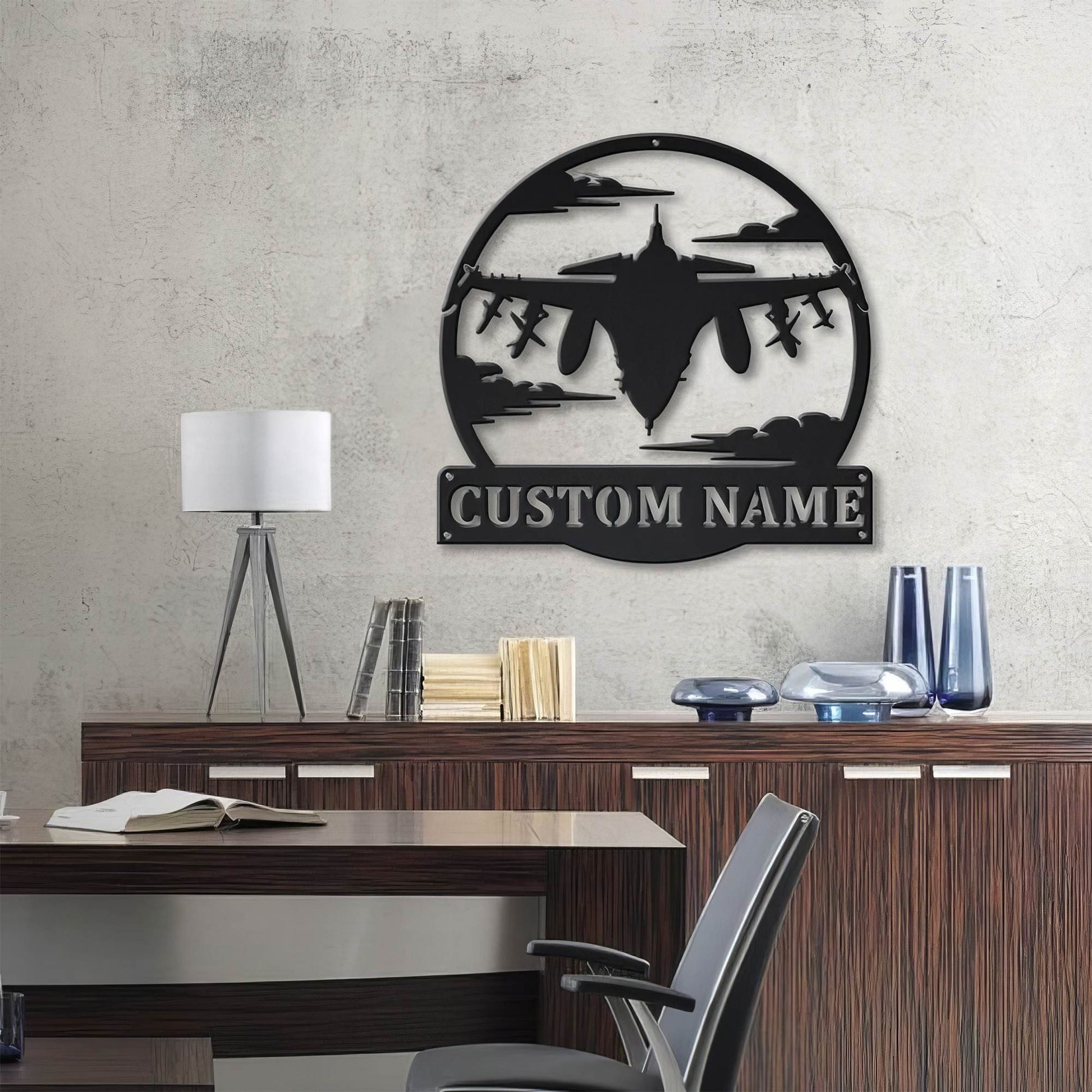 Premium Custom US Veteran Metal Signs VPVC901075, Gifts For US Veterans, Fighter Aircraft Sign Aircraft Hangar Pilot Name Sign Airforce Patriotic Decor Gift