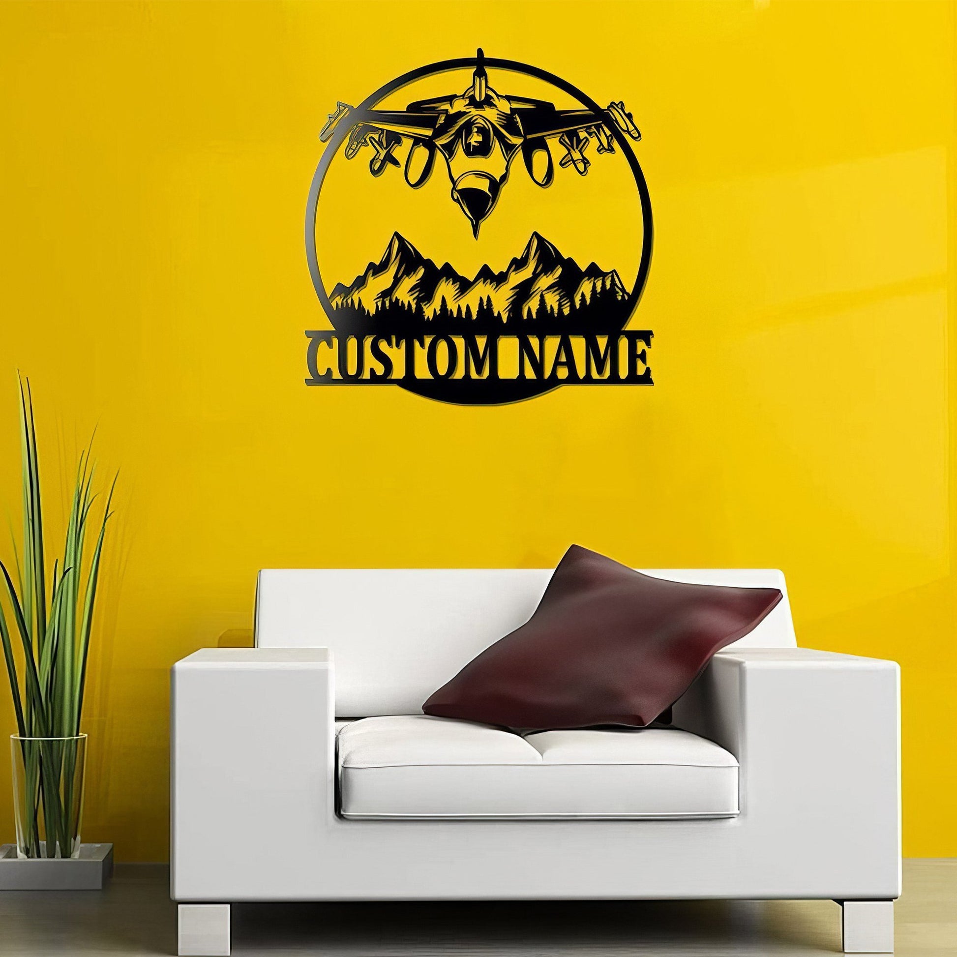 Premium Custom US Veteran Metal Signs VPVC901078, Gifts For US Veterans, Fighter Jet Sign Aircraft Hangar Pilot Name Sign Airforce Patriotic Decor Gift