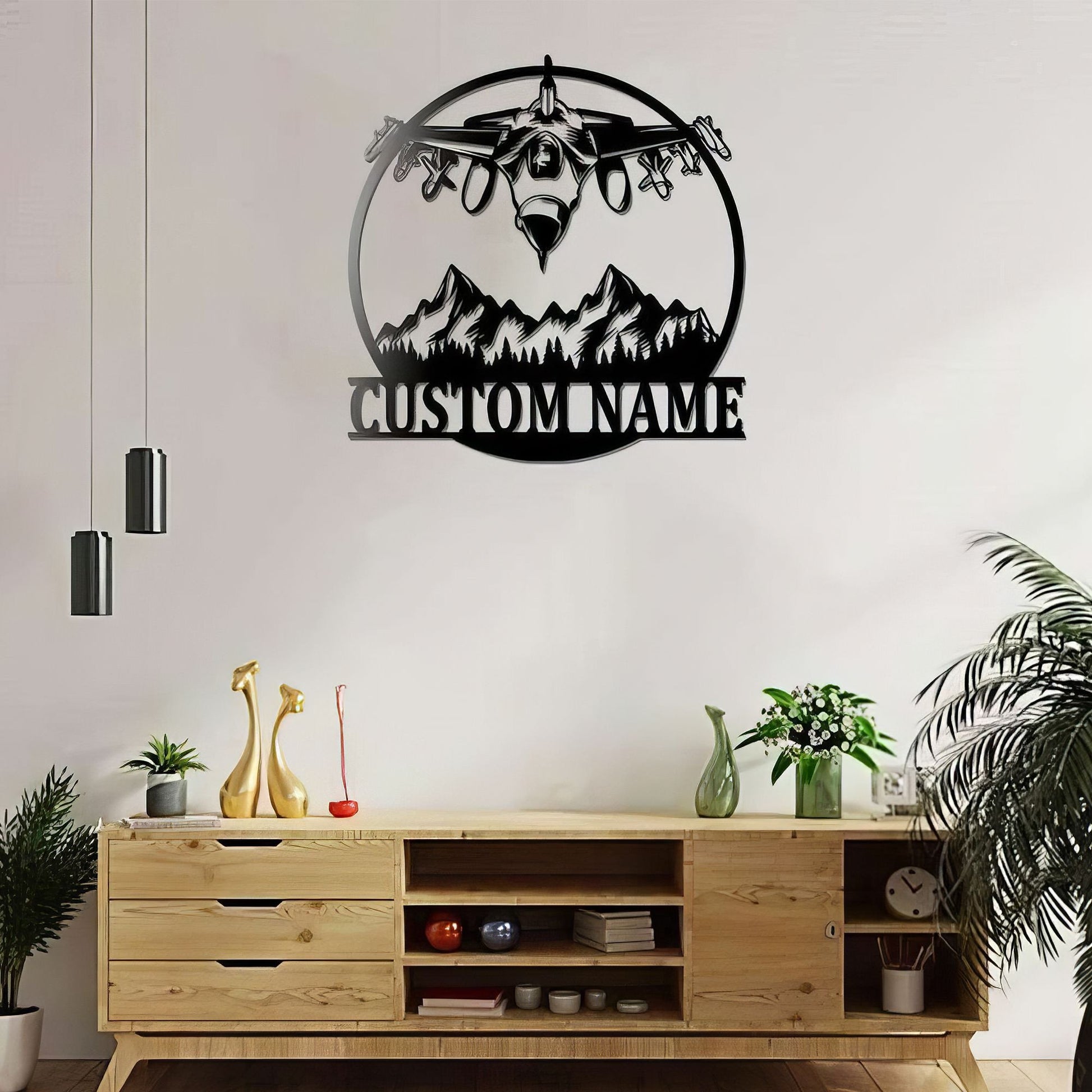 Premium Custom US Veteran Metal Signs VPVC901078, Gifts For US Veterans, Fighter Jet Sign Aircraft Hangar Pilot Name Sign Airforce Patriotic Decor Gift