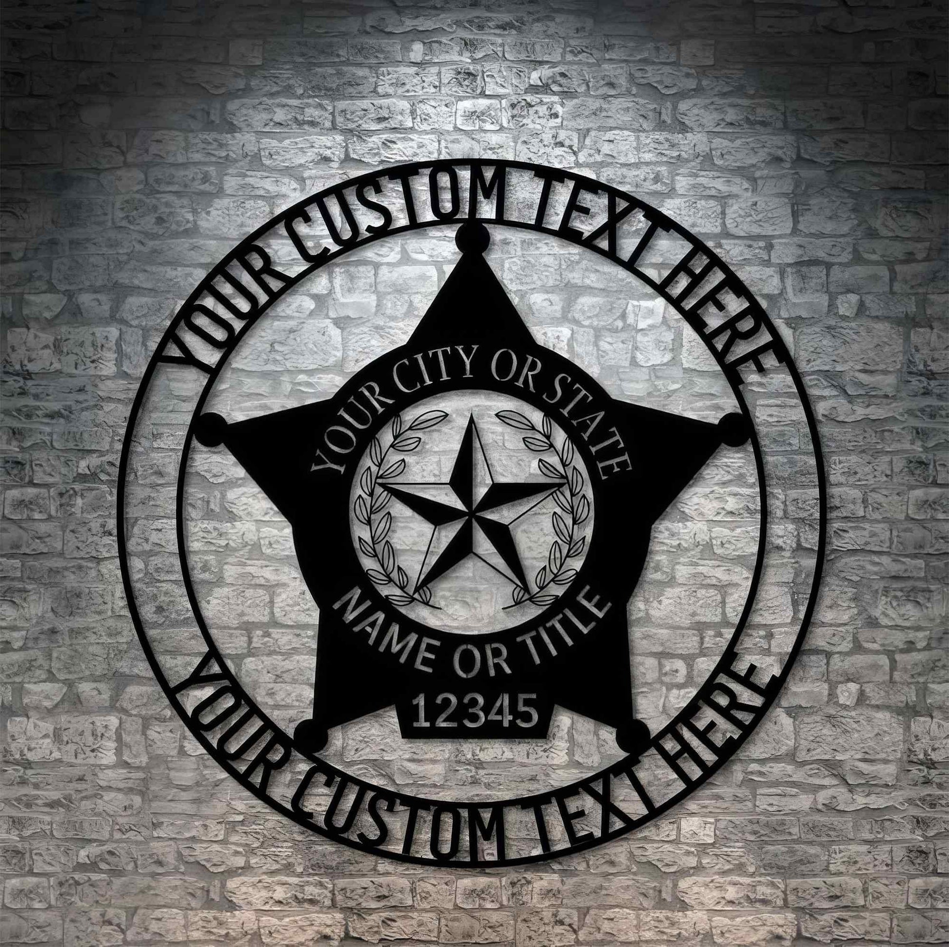 Premium Custom US Veteran Metal Signs VPVC901081, Gifts For US Veterans, Five Point Star Police Badge Sign Police Officer Anniversary Gift Patriotic Decor Gift