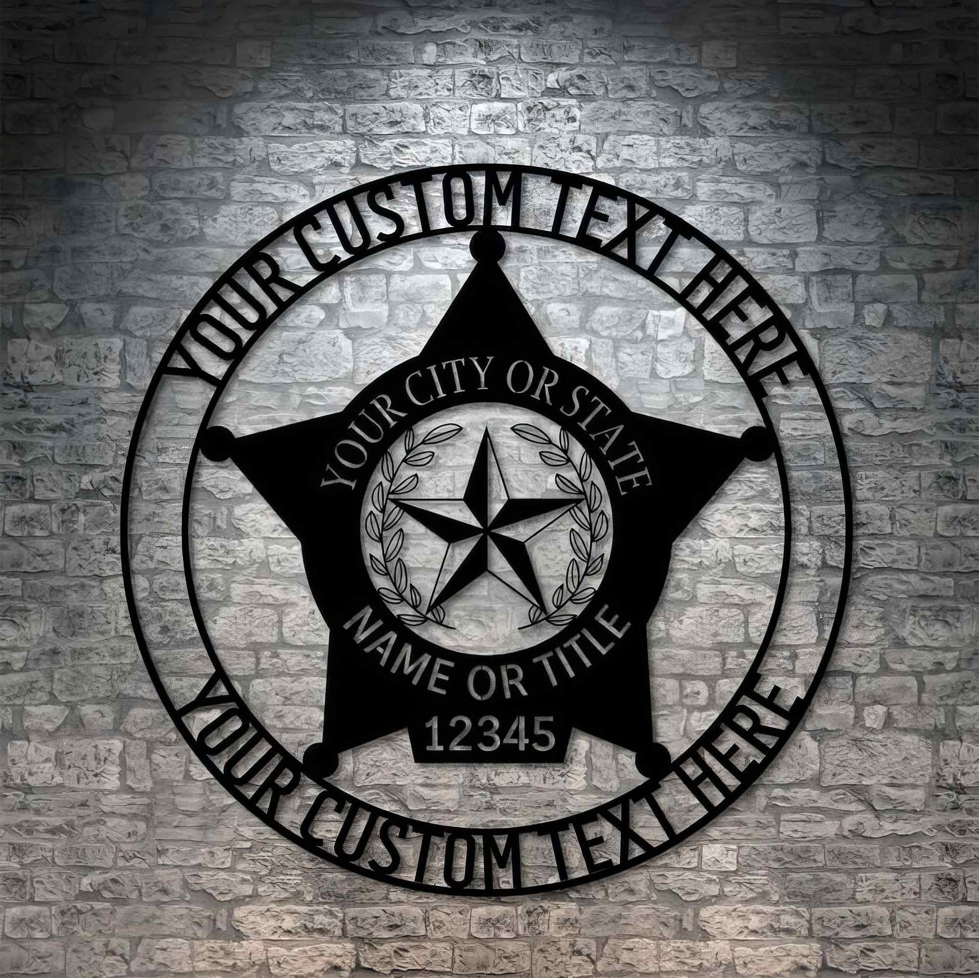 Premium Custom US Veteran Metal Signs VPVC901081, Gifts For US Veterans, Five Point Star Police Badge Sign Police Officer Anniversary Gift Patriotic Decor Gift