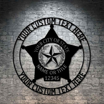 Premium Custom US Veteran Metal Signs VPVC901081, Gifts For US Veterans, Five Point Star Police Badge Sign Police Officer Anniversary Gift Patriotic Decor Gift