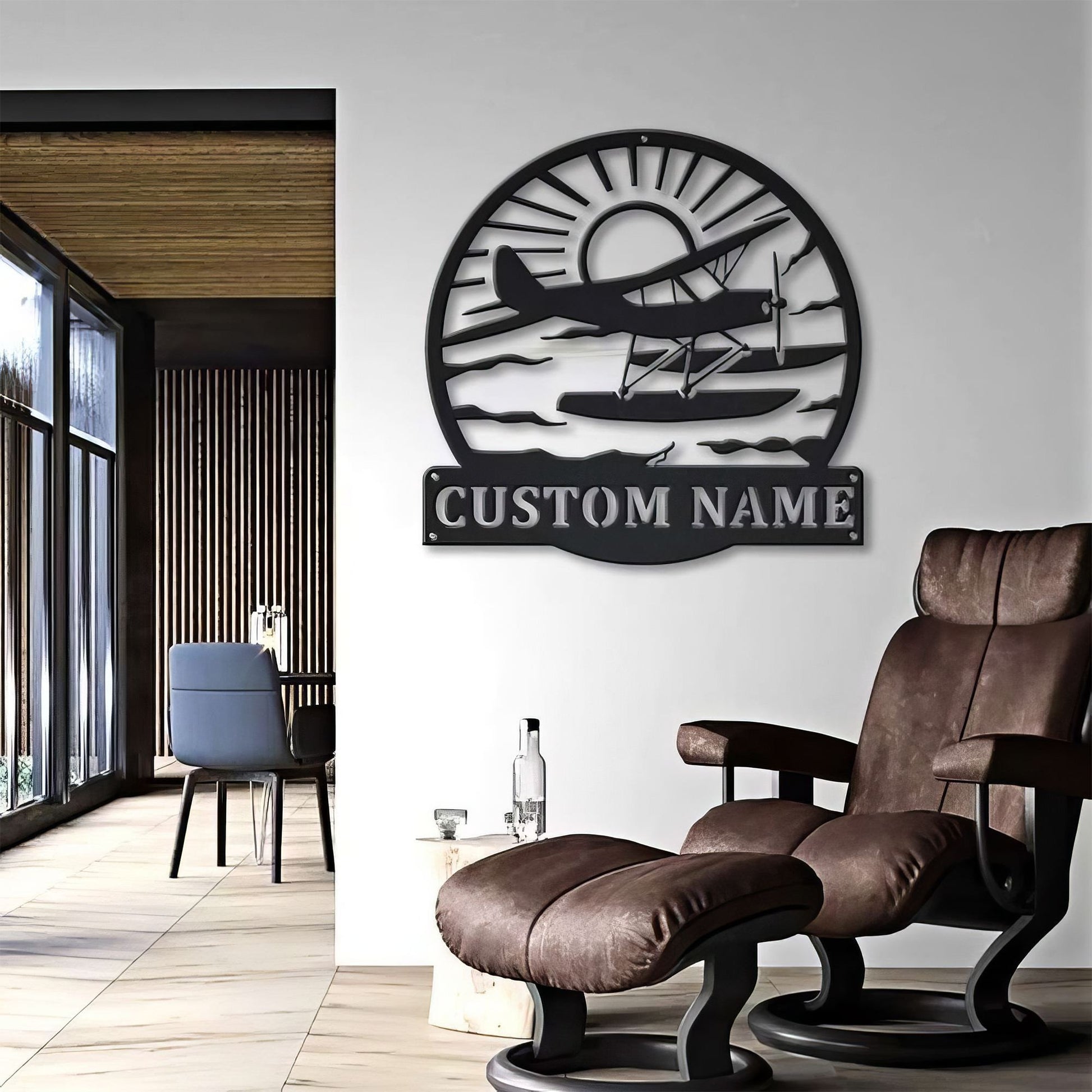 Premium Custom US Veteran Metal Signs VPVC901082, Gifts For US Veterans, Floatplane Sign Aircraft Hangar Pilot Name Sign Airforce Patriotic Decor Gift