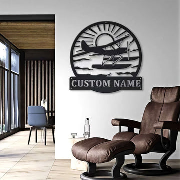 Premium Custom US Veteran Metal Signs VPVC901082, Gifts For US Veterans, Floatplane Sign Aircraft Hangar Pilot Name Sign Airforce Patriotic Decor Gift