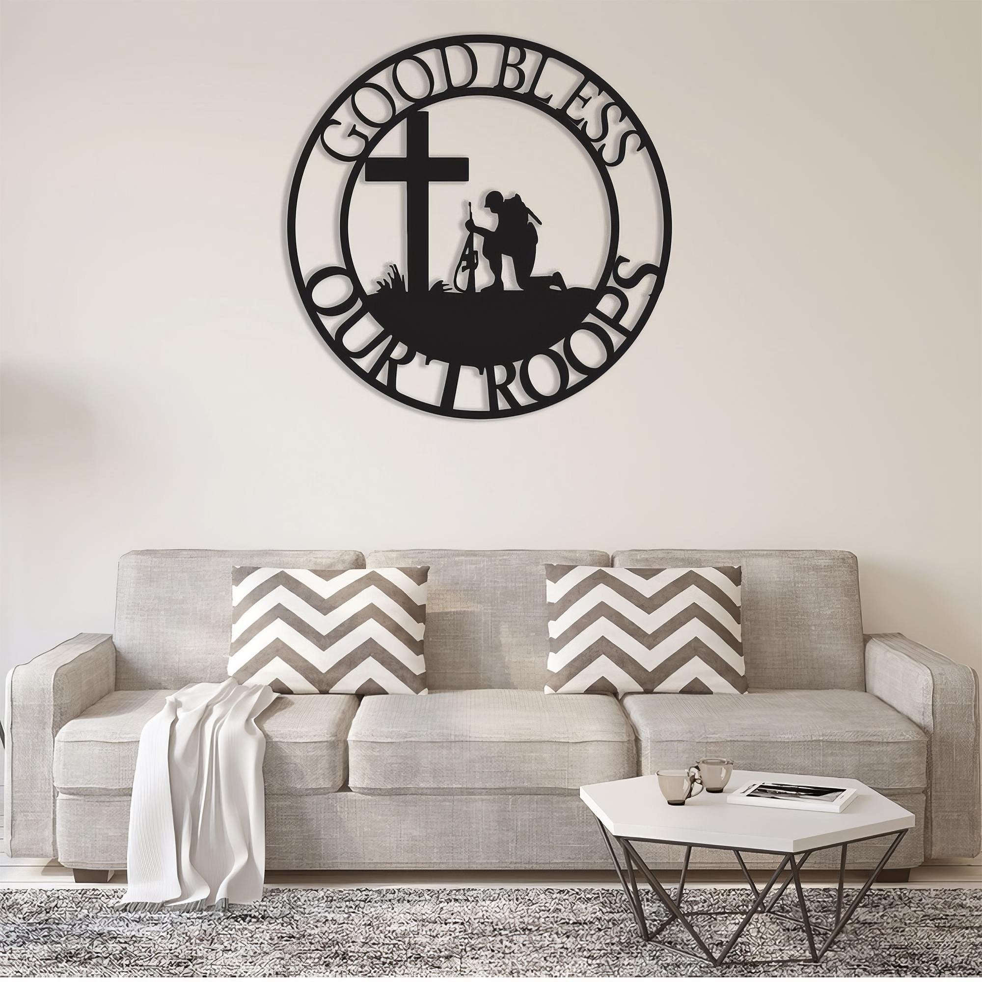 Premium Custom US Veteran Metal Signs VPVC901083, Gifts For US Veterans, God Bless Your Troops Sign Independence Day Veteran Day Patriotic Decor