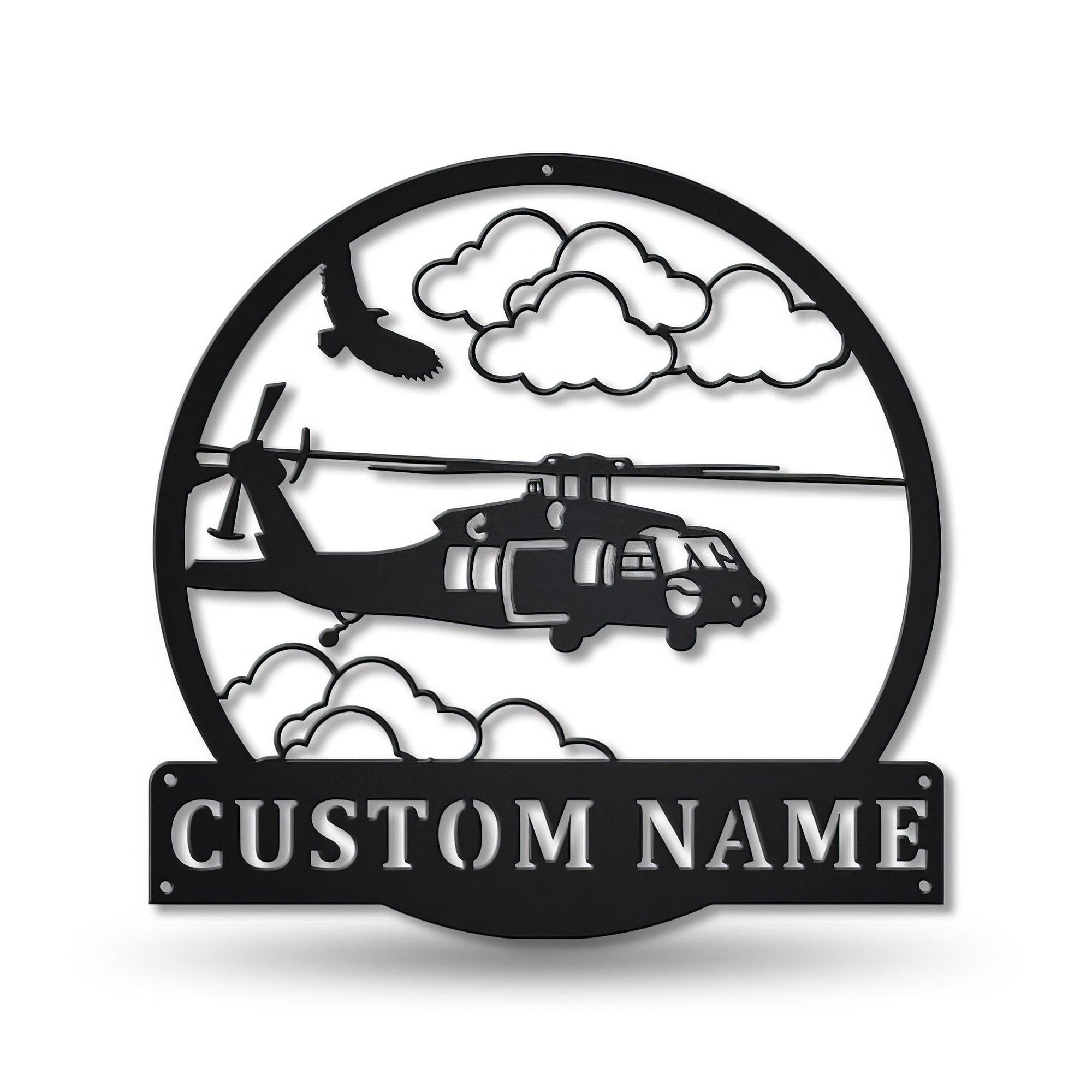 Premium Custom US Veteran Metal Signs VPVC901086, Gifts For US Veterans, Helicopter Machine Sign Aircraft Hangar Pilot Name Sign Airforce Patriotic Decor Gift