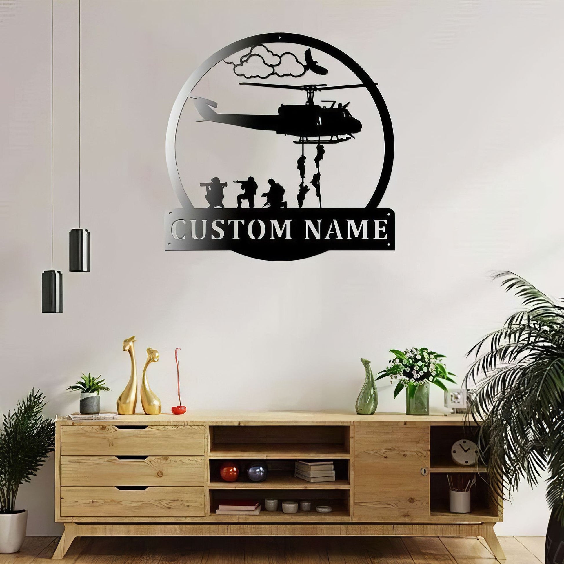 Premium Custom US Veteran Metal Signs VPVC901087, Gifts For US Veterans, Helicopter Rappel Sign Soldier Military Independence Day Veteran Day Patriotic Decor Gift