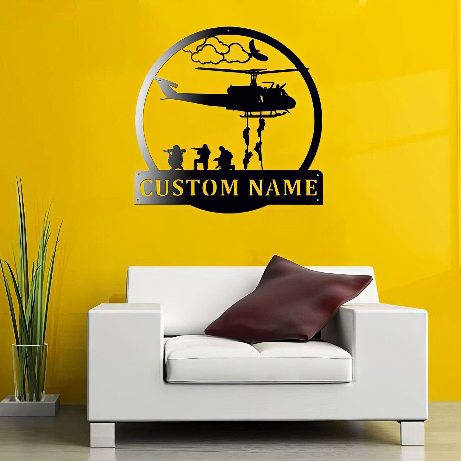 Premium Custom US Veteran Metal Signs VPVC901087, Gifts For US Veterans, Helicopter Rappel Sign Soldier Military Independence Day Veteran Day Patriotic Decor Gift