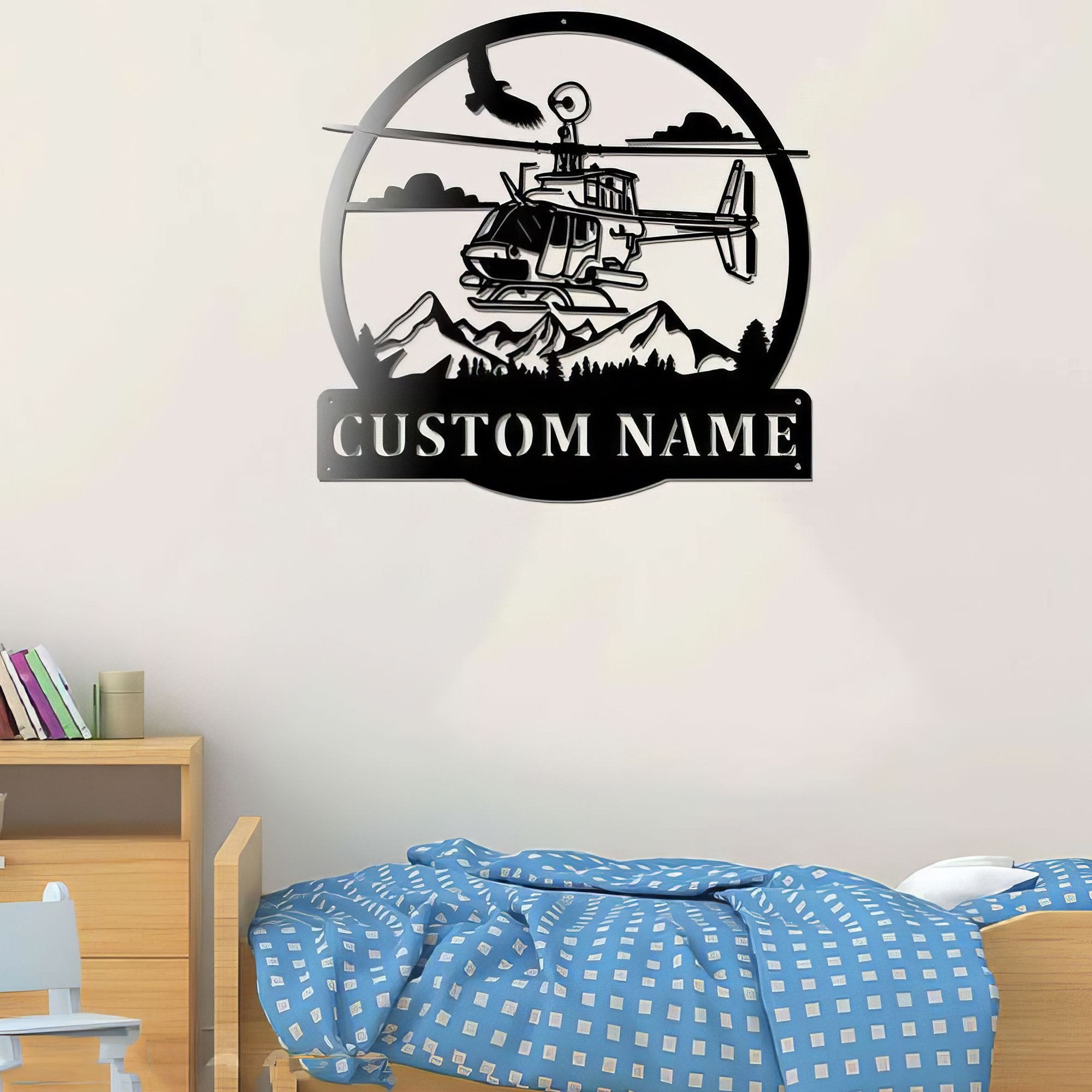 Premium Custom US Veteran Metal Signs VPVC901088, Gifts For US Veterans, Helicopter Sign Aircraft Hangar Pilot Name Sign Airforce Patriotic Decor Gift