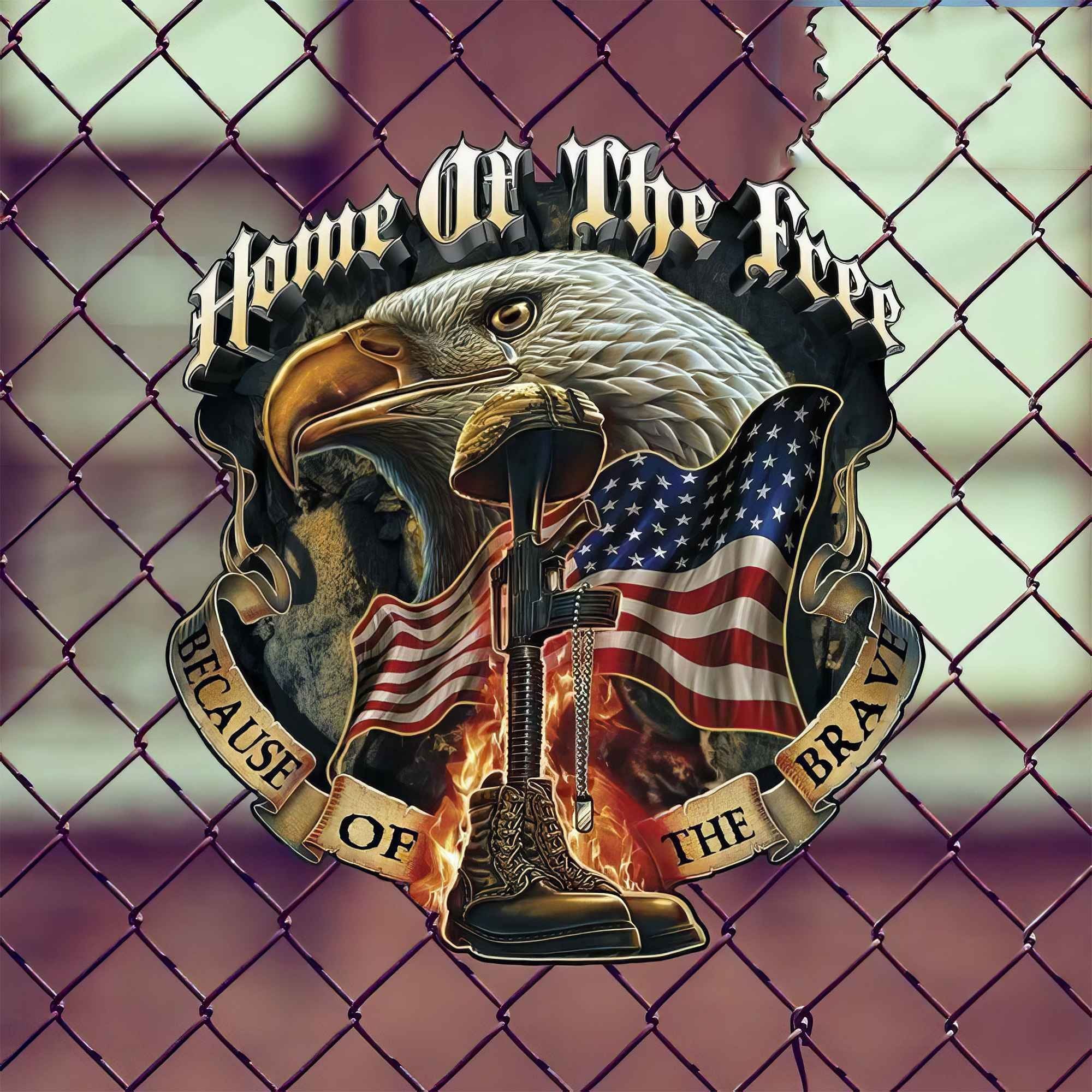 Premium Custom US Veteran Metal Signs VPVC901089, Gifts For US Veterans, Home of the Free Because of the Brave Sign Battlefield Cross Independence Day Veteran Day Home Decor Gift for Patriot