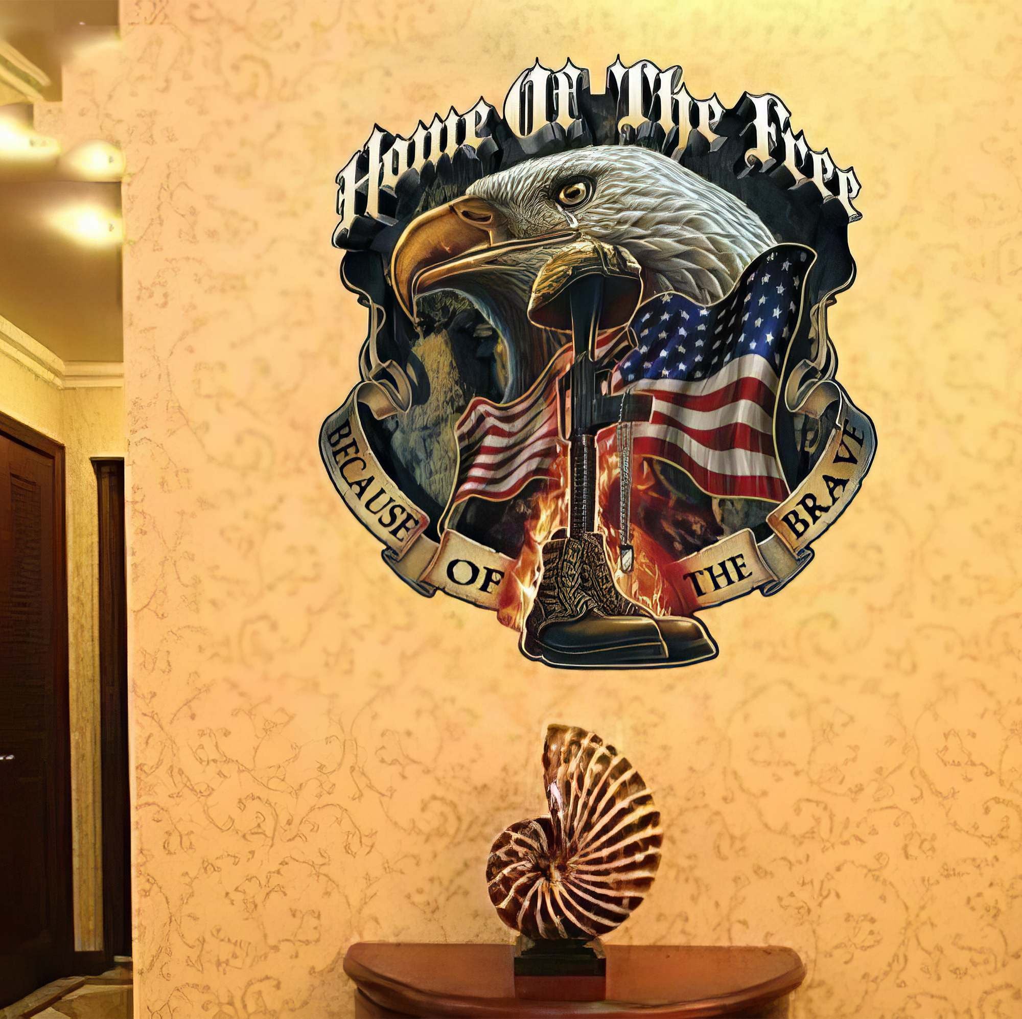 Premium Custom US Veteran Metal Signs VPVC901089, Gifts For US Veterans, Home of the Free Because of the Brave Sign Battlefield Cross Independence Day Veteran Day Home Decor Gift for Patriot