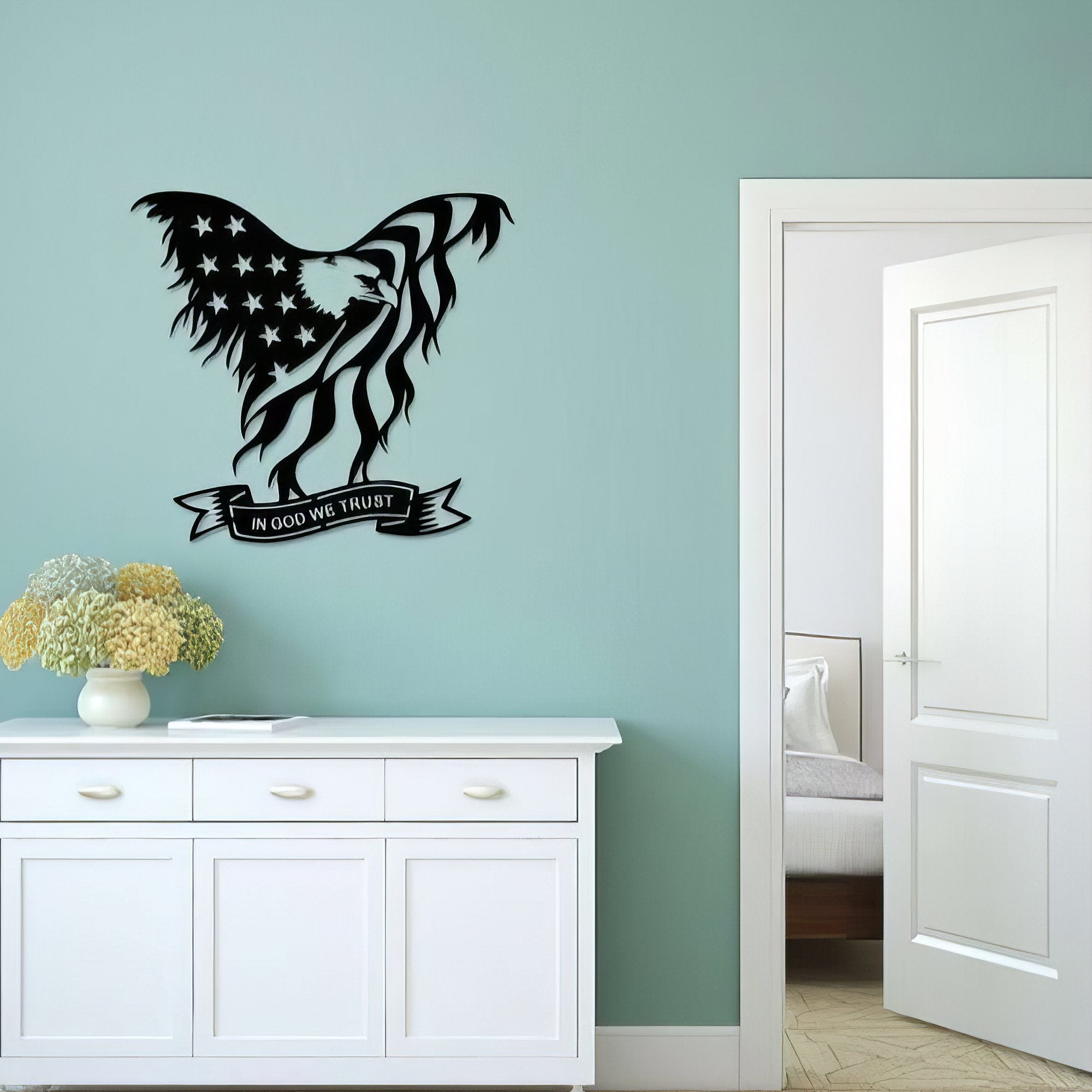 Premium Custom US Veteran Metal Signs VPVC901091, Gifts For US Veterans, In God We Trust Eagle Sign American Flag Independence Day Veteran Day Patriotic Decor