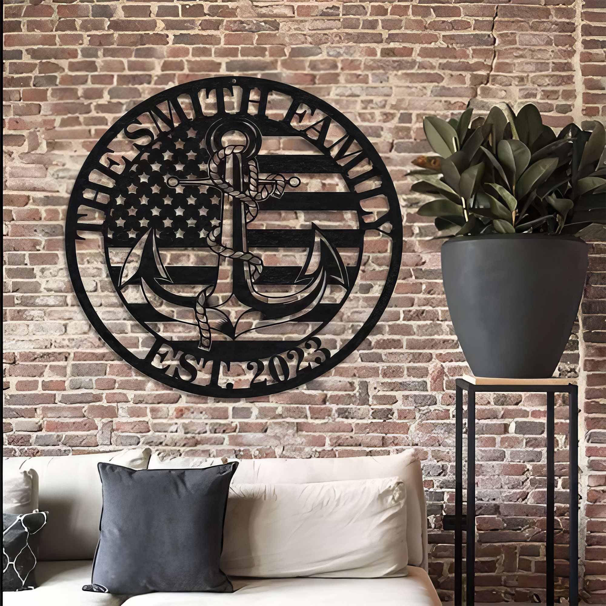 Premium Custom US Veteran Metal Signs VPVC901096, Gifts For US Veterans, US Navy Nautical Anchor Independence Day Veteran Day Patriotic Decor