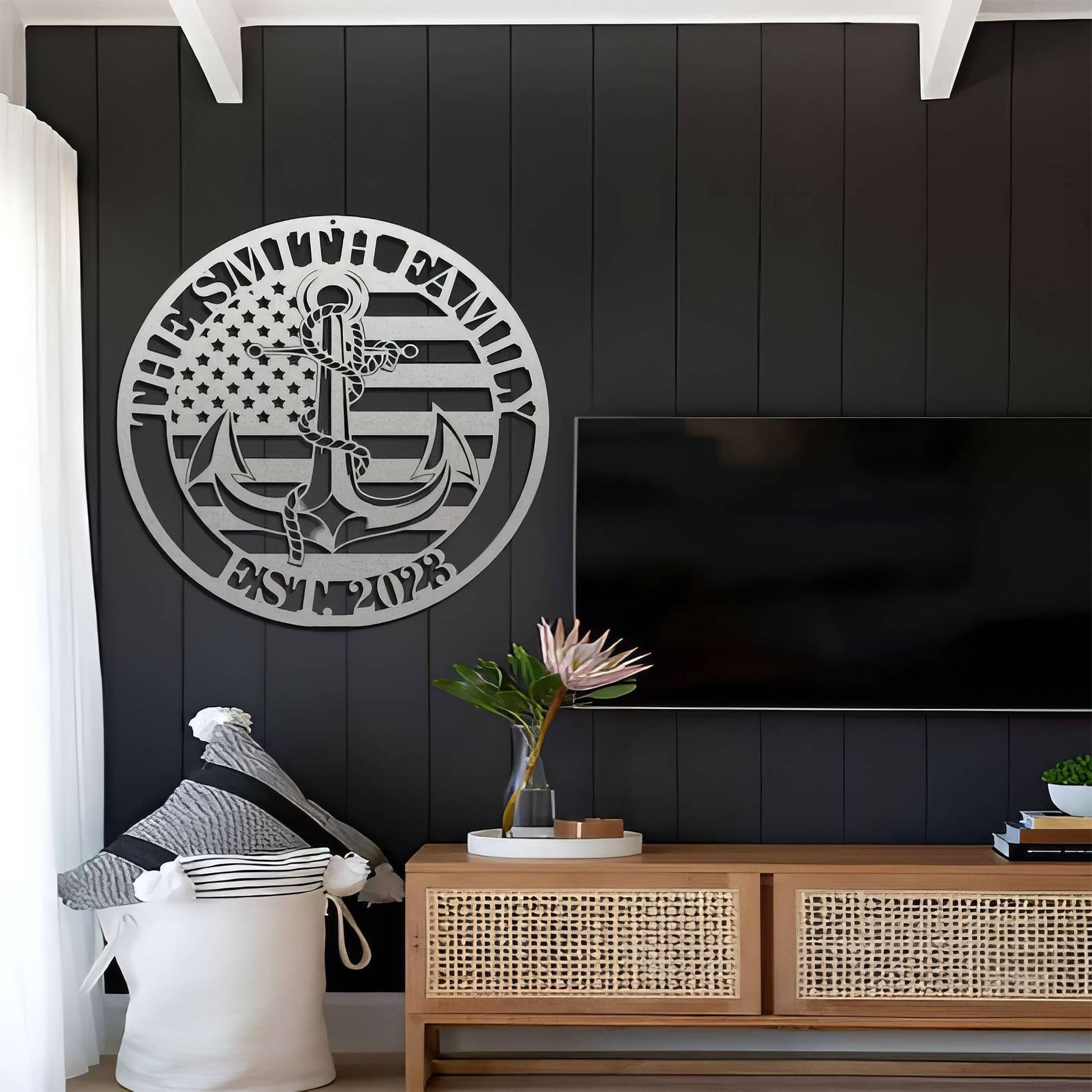 Premium Custom US Veteran Metal Signs VPVC901096, Gifts For US Veterans, US Navy Nautical Anchor Independence Day Veteran Day Patriotic Decor