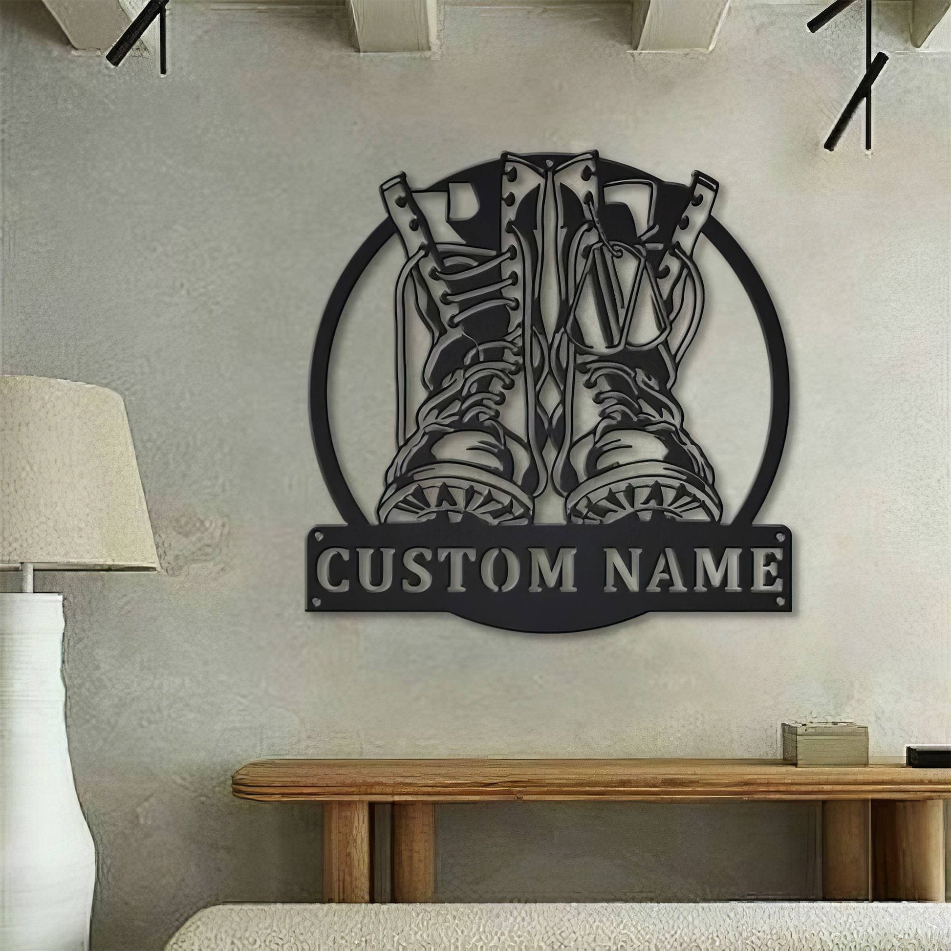 Premium Custom US Veteran Metal Signs VPVC901097, Gifts For US Veterans, Military Boots Fallen Soldier Sign Independence Day US Army Veteran Day Patriotic Decor Gift
