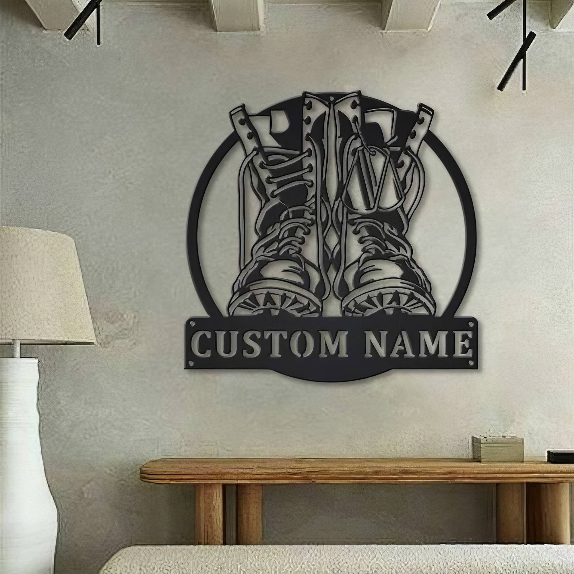 Premium Custom US Veteran Metal Signs VPVC901097, Gifts For US Veterans, Military Boots Fallen Soldier Sign Independence Day US Army Veteran Day Patriotic Decor Gift