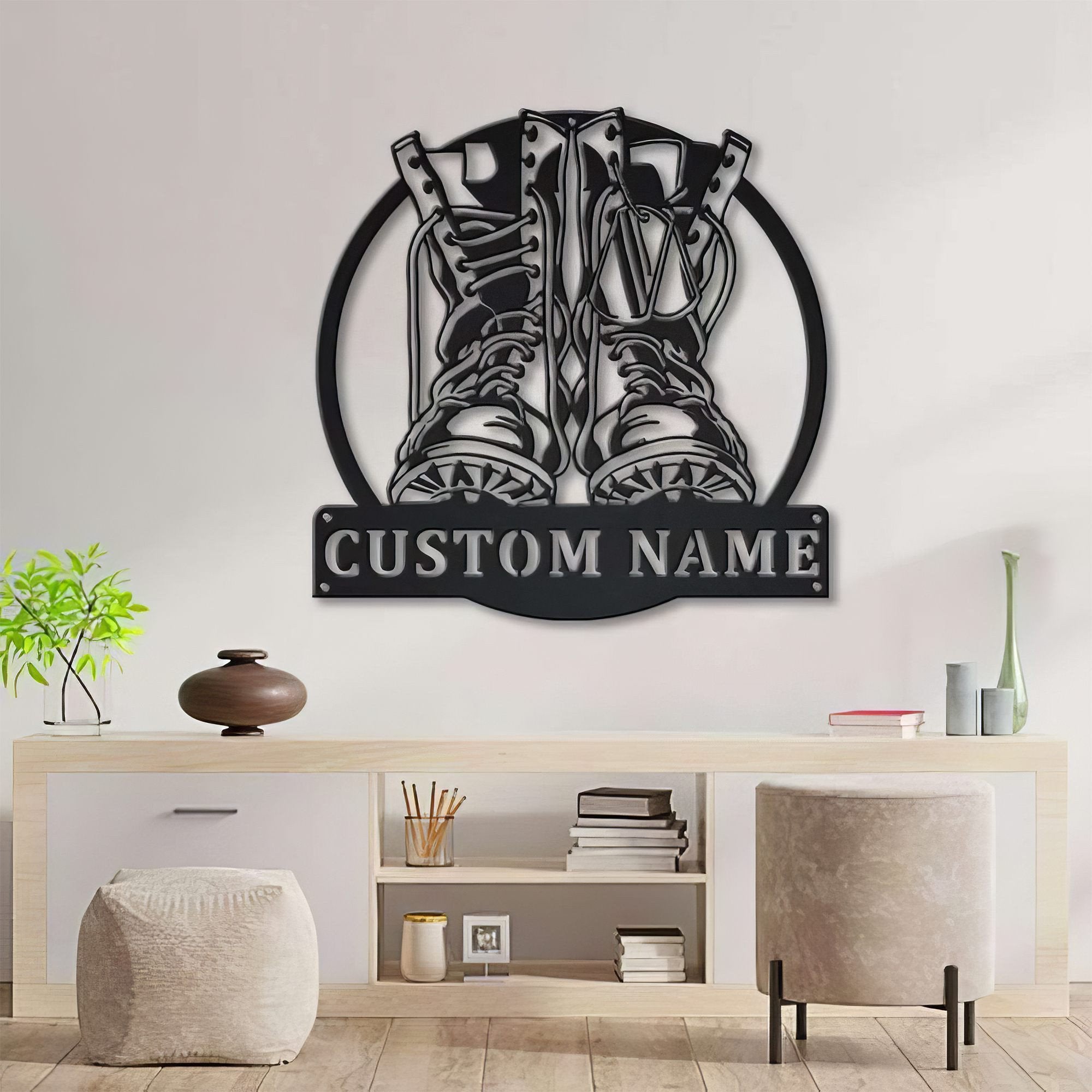 Premium Custom US Veteran Metal Signs VPVC901097, Gifts For US Veterans, Military Boots Fallen Soldier Sign Independence Day US Army Veteran Day Patriotic Decor Gift
