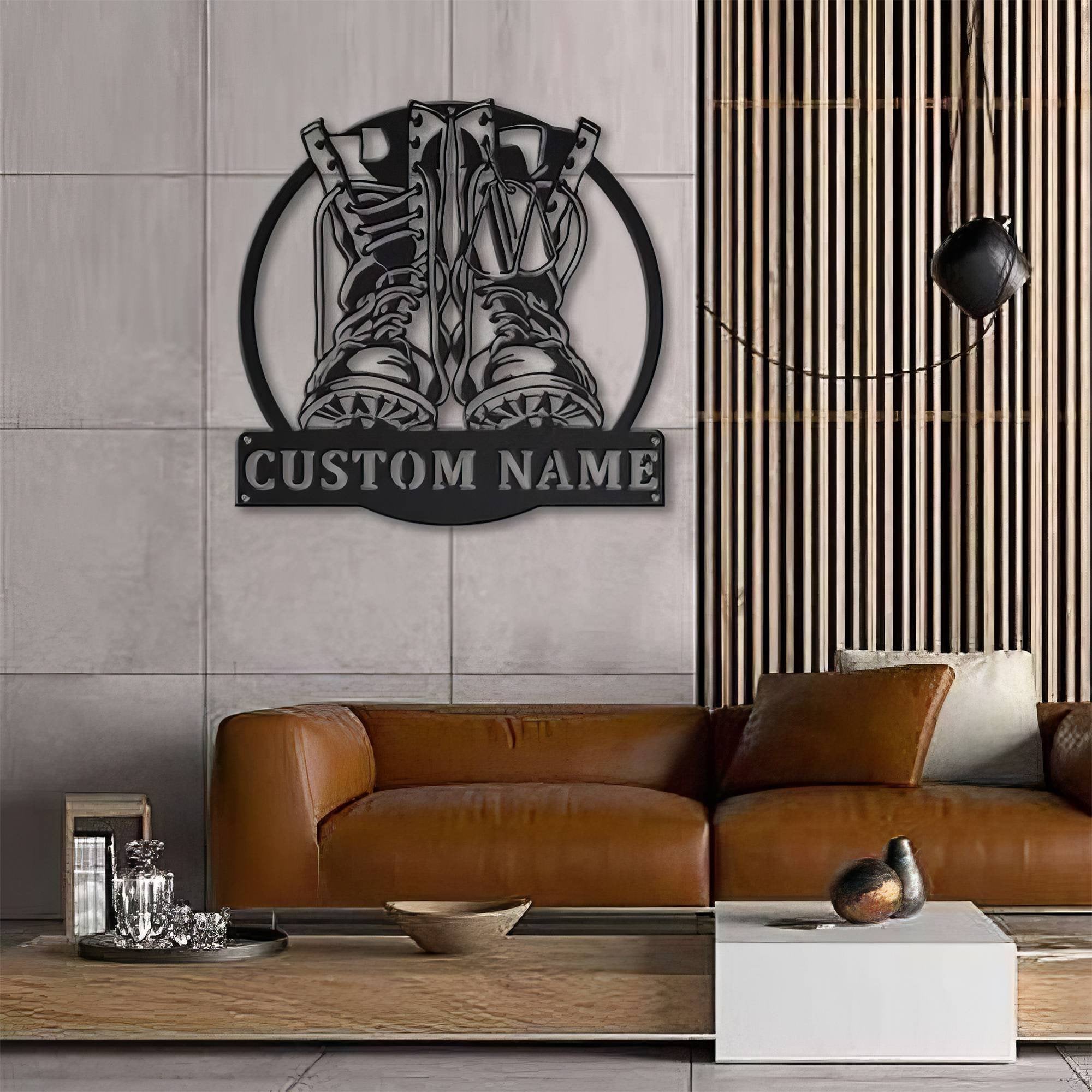 Premium Custom US Veteran Metal Signs VPVC901097, Gifts For US Veterans, Military Boots Fallen Soldier Sign Independence Day US Army Veteran Day Patriotic Decor Gift