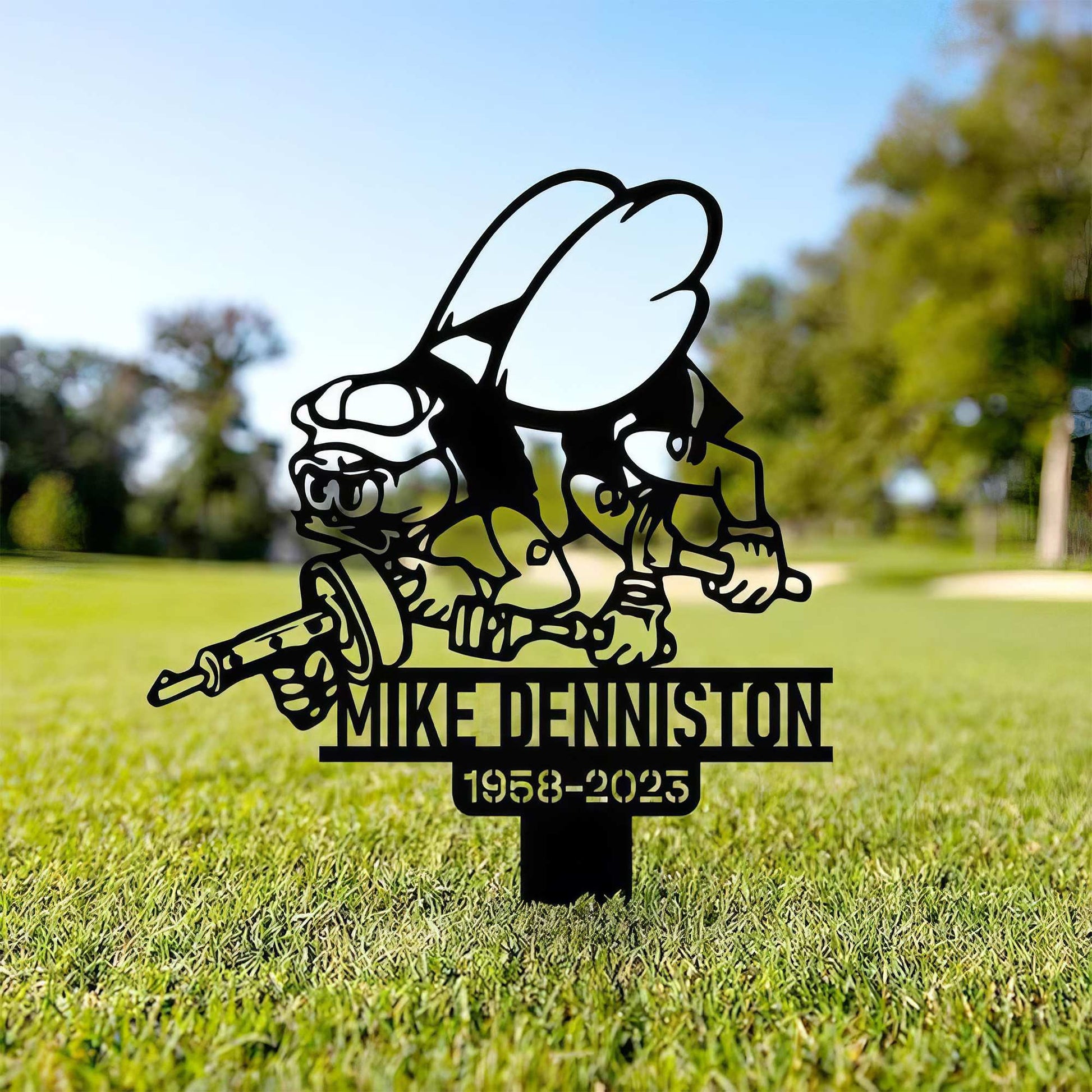 Premium Custom US Veteran Metal Signs VPVC901102, Gifts For US Seabees, Navy Seabees Memorial Sign Yard Stakes Patriotic Grave Marker Cemetery Decor