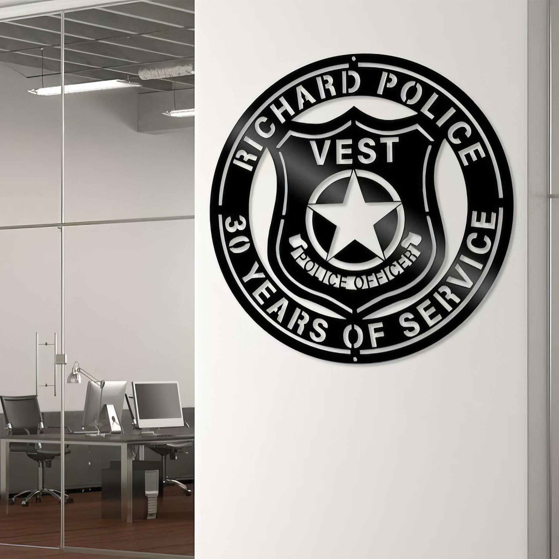 Premium Custom US Veteran Metal Signs VPVC901105, Gifts For US Veterans, Police Badge Sign Police Officer Retirement Gift Independence Day Veteran Day Patriotic Decor