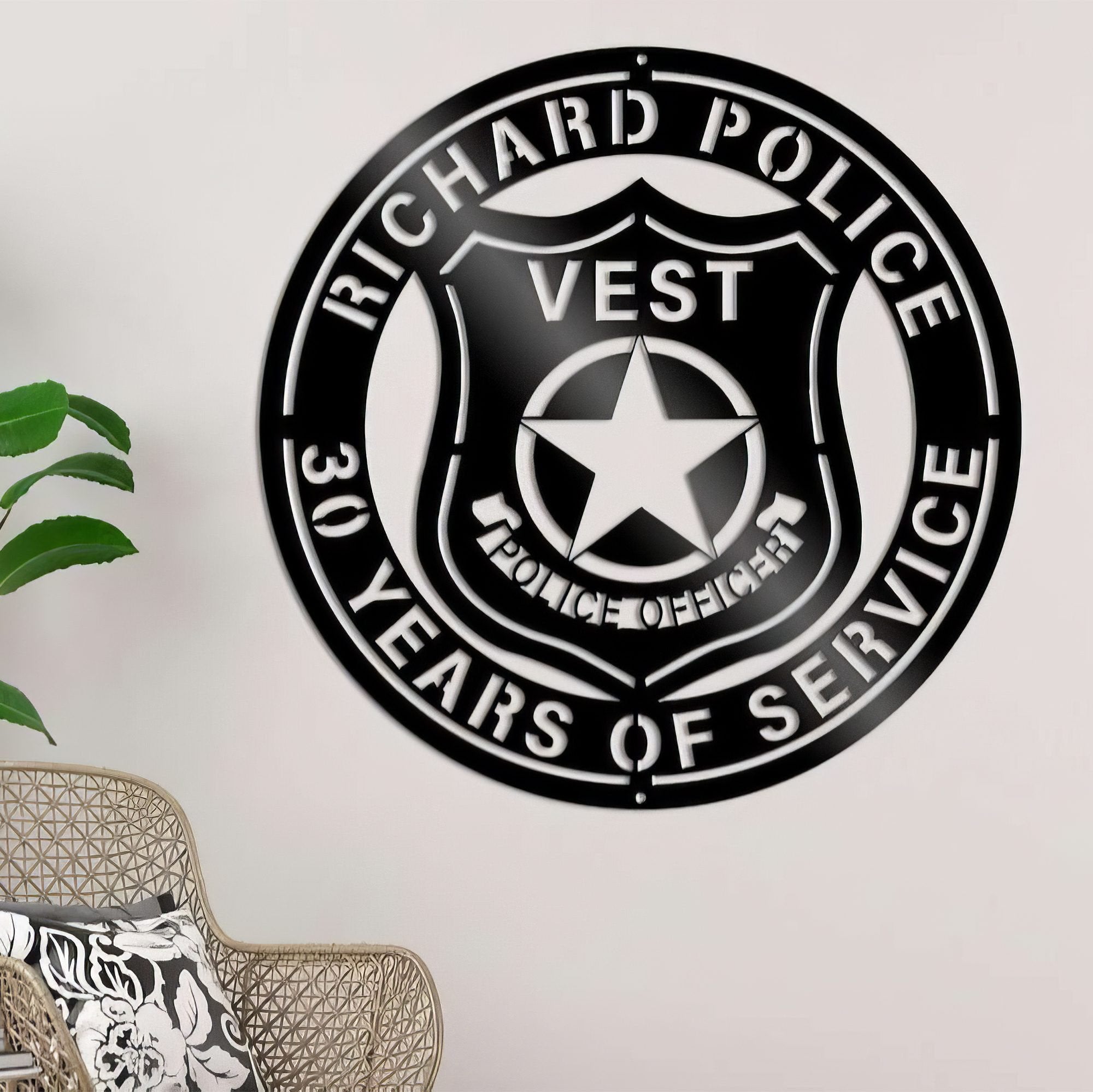 Premium Custom US Veteran Metal Signs VPVC901105, Gifts For US Veterans, Police Badge Sign Police Officer Retirement Gift Independence Day Veteran Day Patriotic Decor