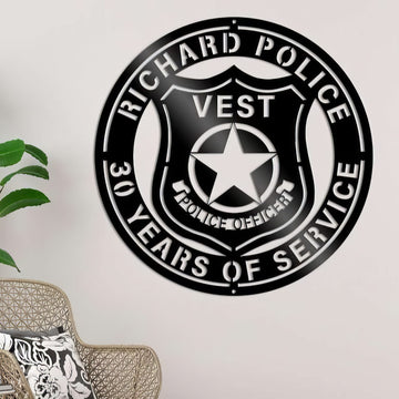 Premium Custom US Veteran Metal Signs VPVC901105, Gifts For US Veterans, Police Badge Sign Police Officer Retirement Gift Independence Day Veteran Day Patriotic Decor